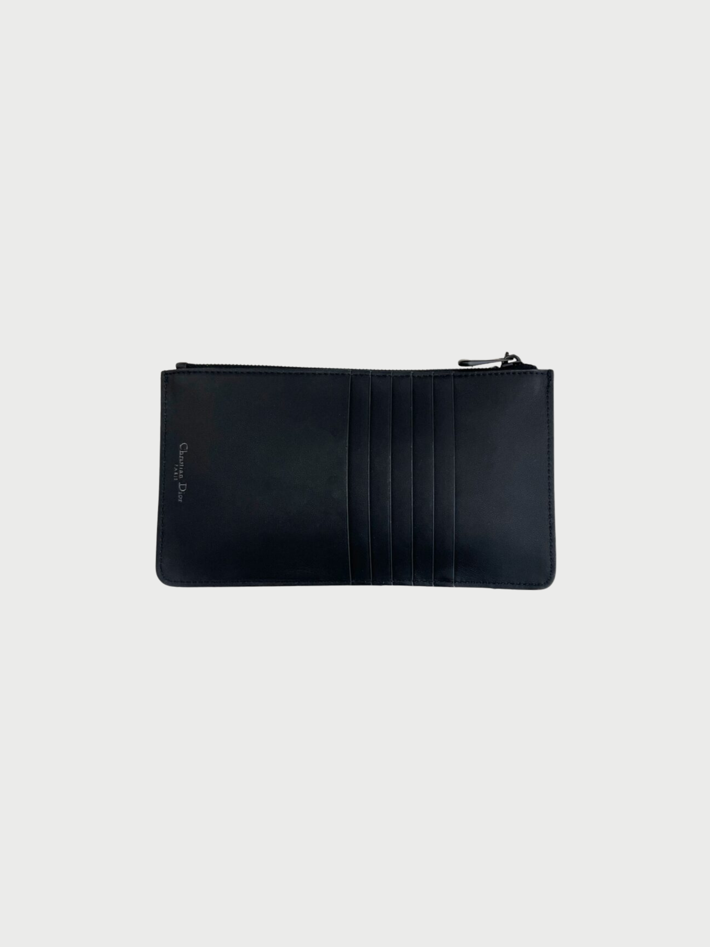 Christian Dior 2010s Black Leather Lady Dior Zip Wallet