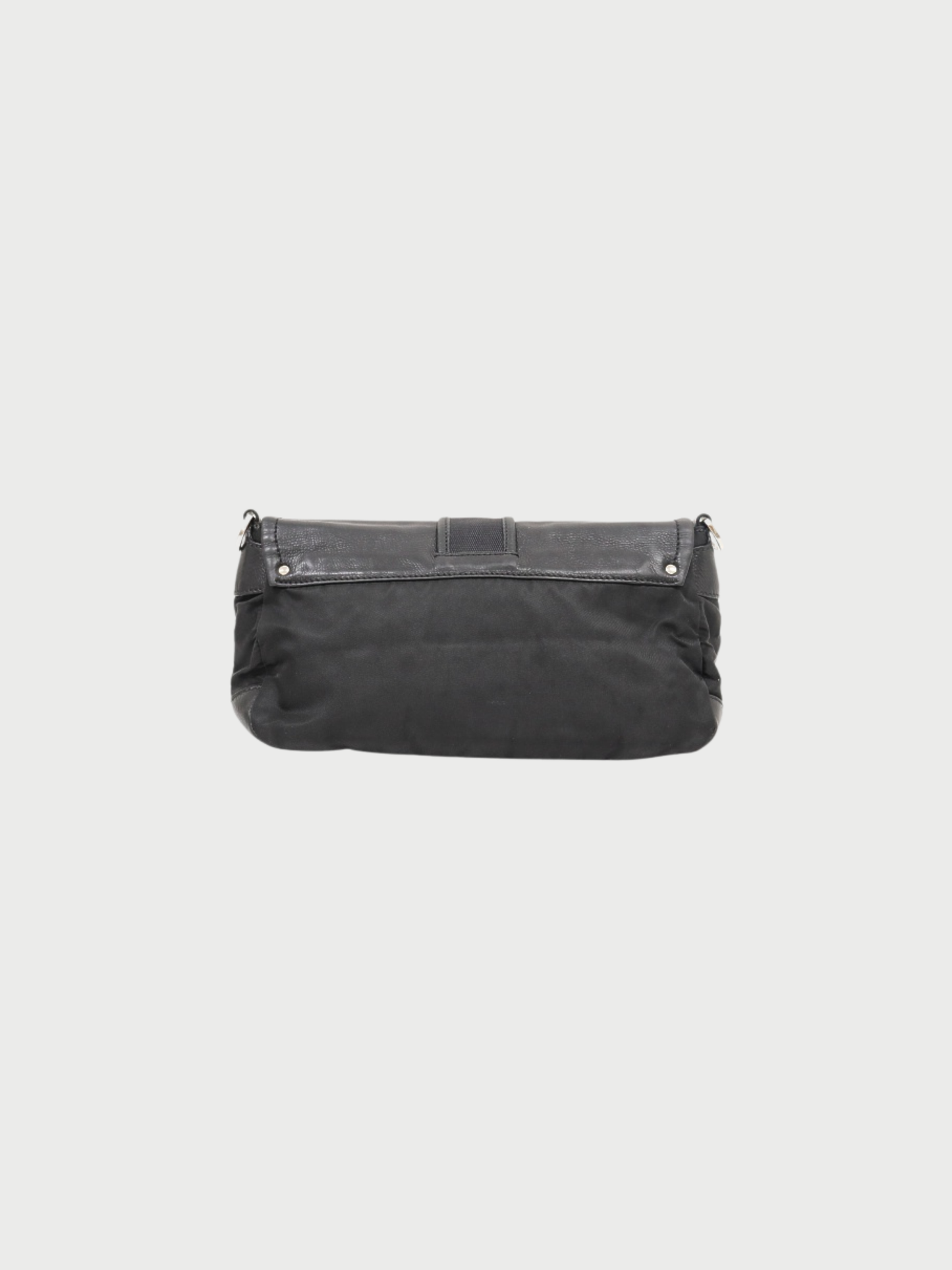 Prada 2000s Black Nylon Leather Triangle Logo One-Shoulder Bag