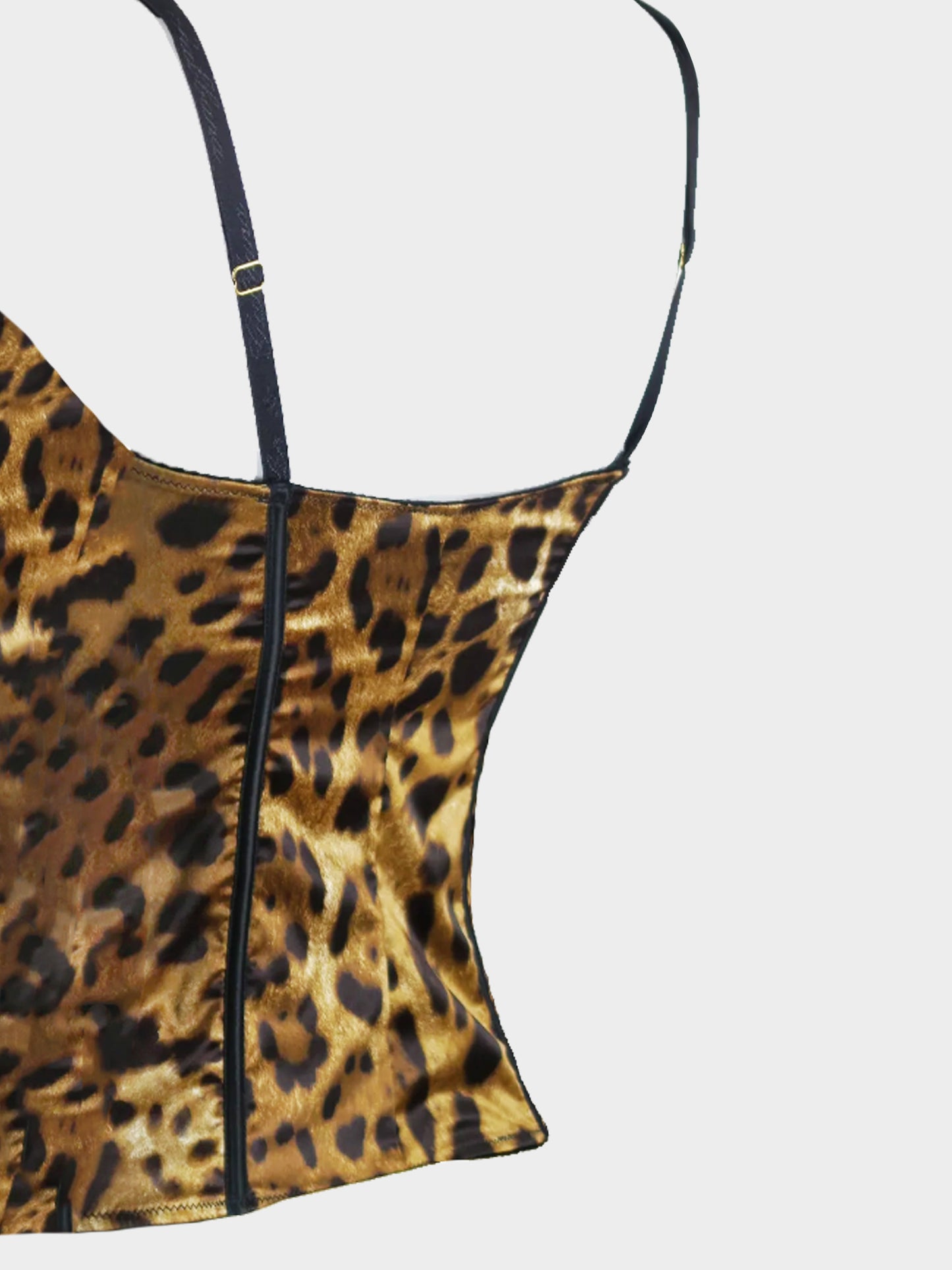 Dolce and Gabbana 1990s Leopard Print Satin Corset Top