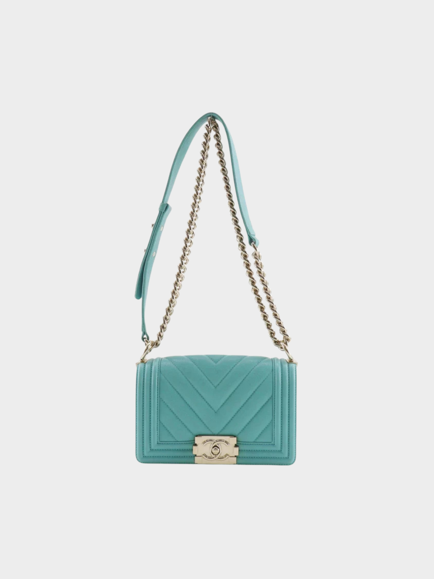 Chanel 2019 Green Caviar Leather Boy Chanel Shoulder Bag