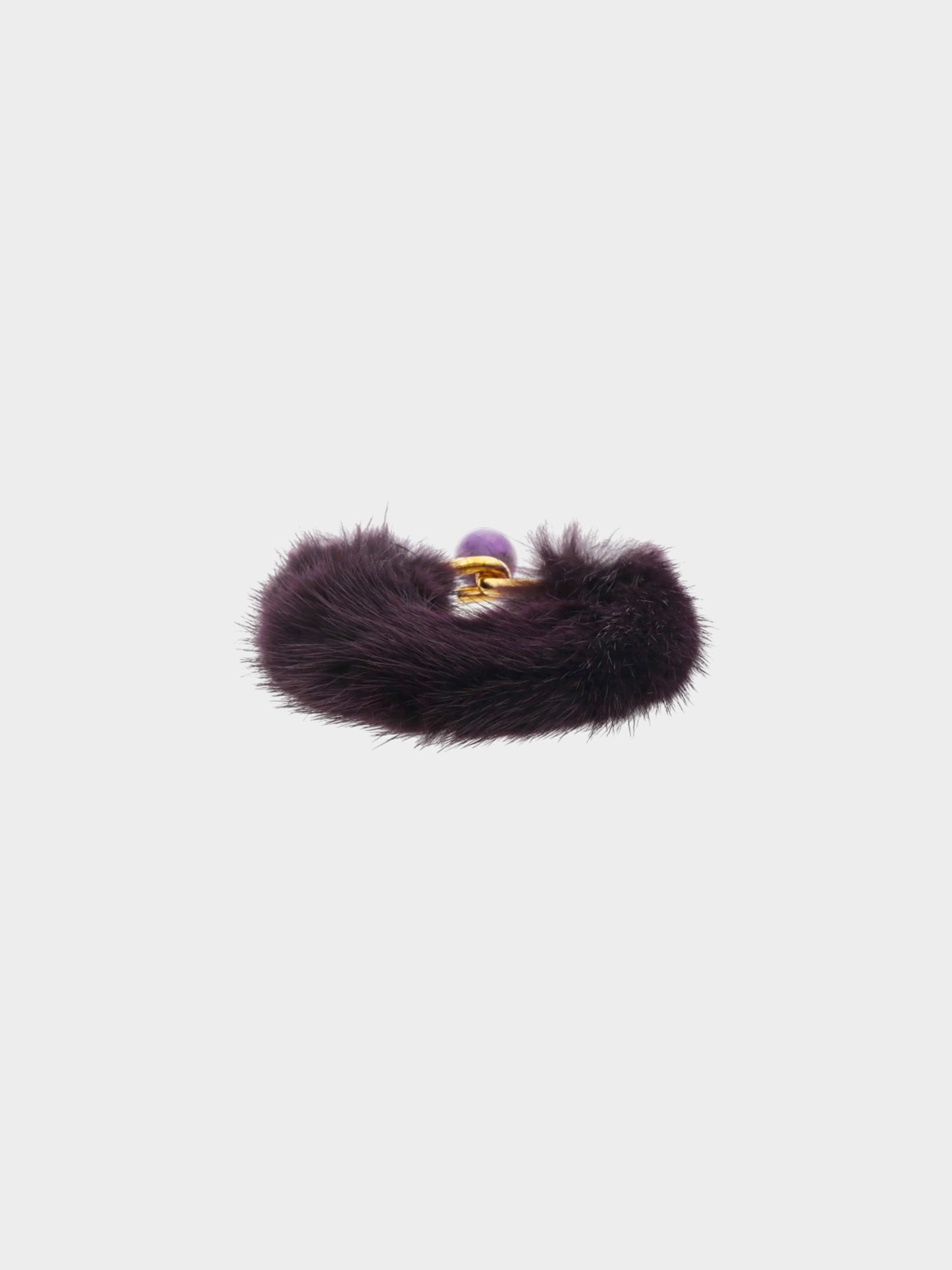 Céline by Phoebe Philo 2018 Amethyst Mink Fur Cuff Bracelet