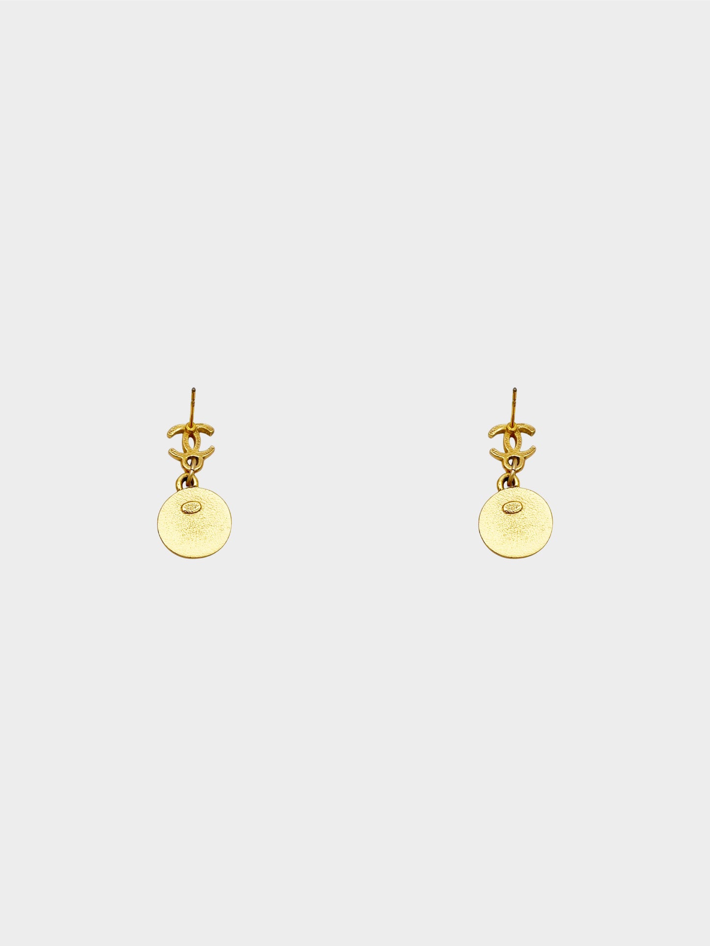 Chanel Spring 2001 Gold and Black CC Logo and Star Swing Earrings