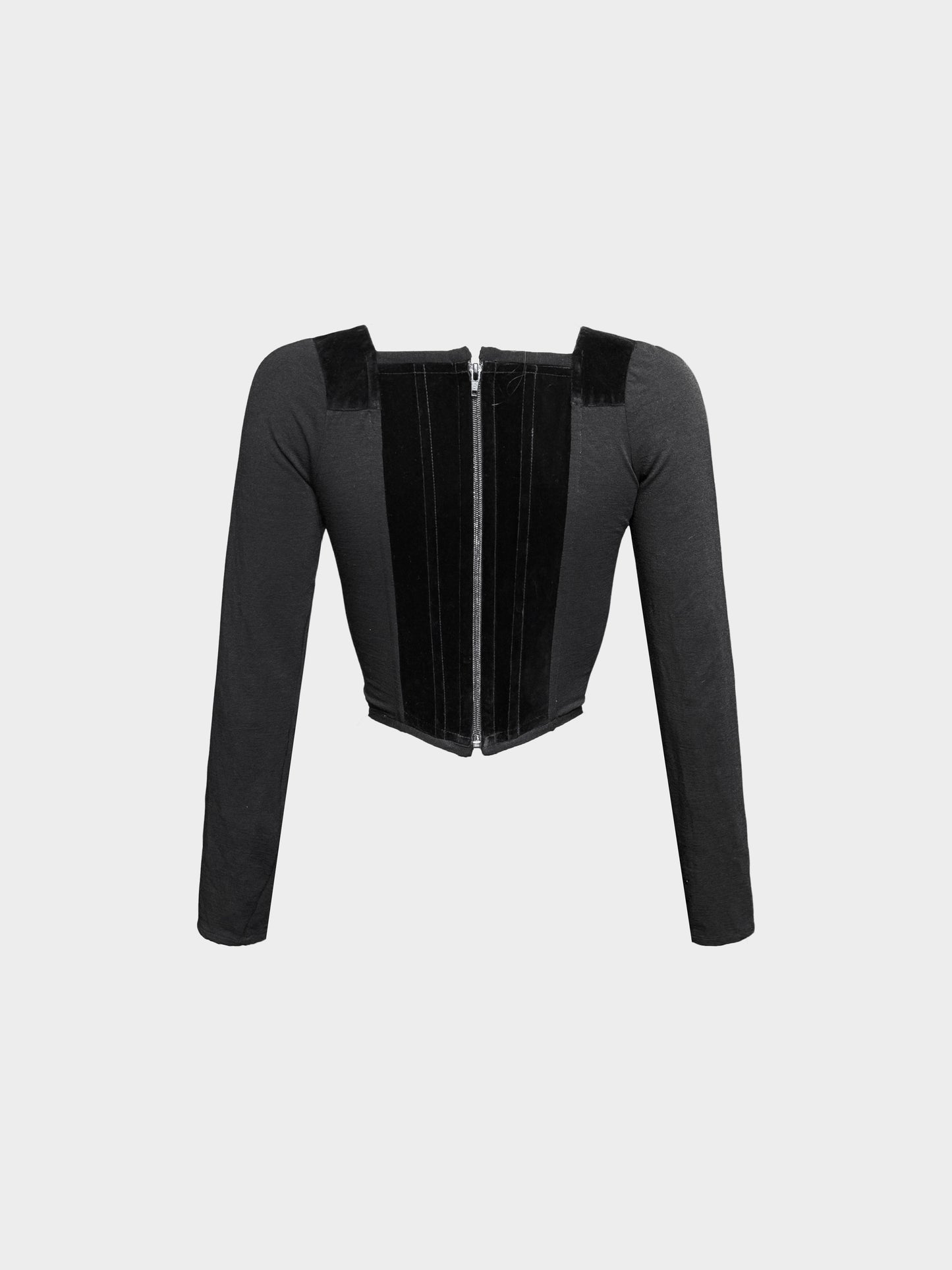 Vivienne Westwood 1990s Black Wool and Velvet Long Sleeve Corset