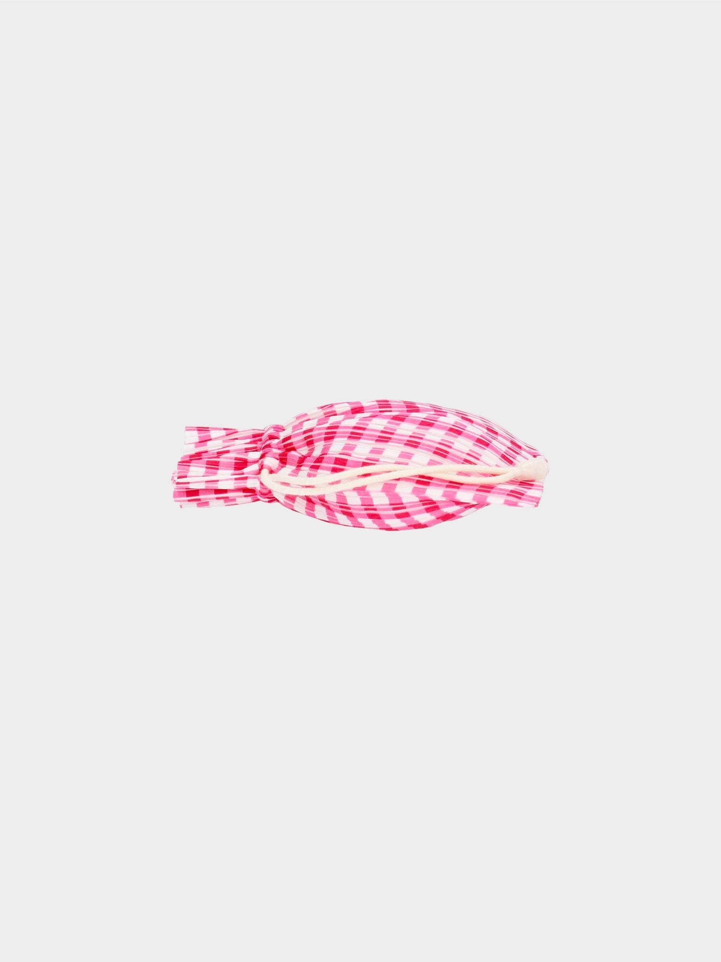 Issey Miyake Pleats Please 2006 Pink and White Gingham Check Drawstring Bag