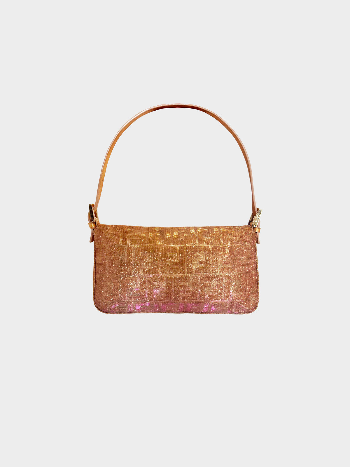Fendi 2012 Pink and Gold Metallic Lurex Ombre Zucca Baguette