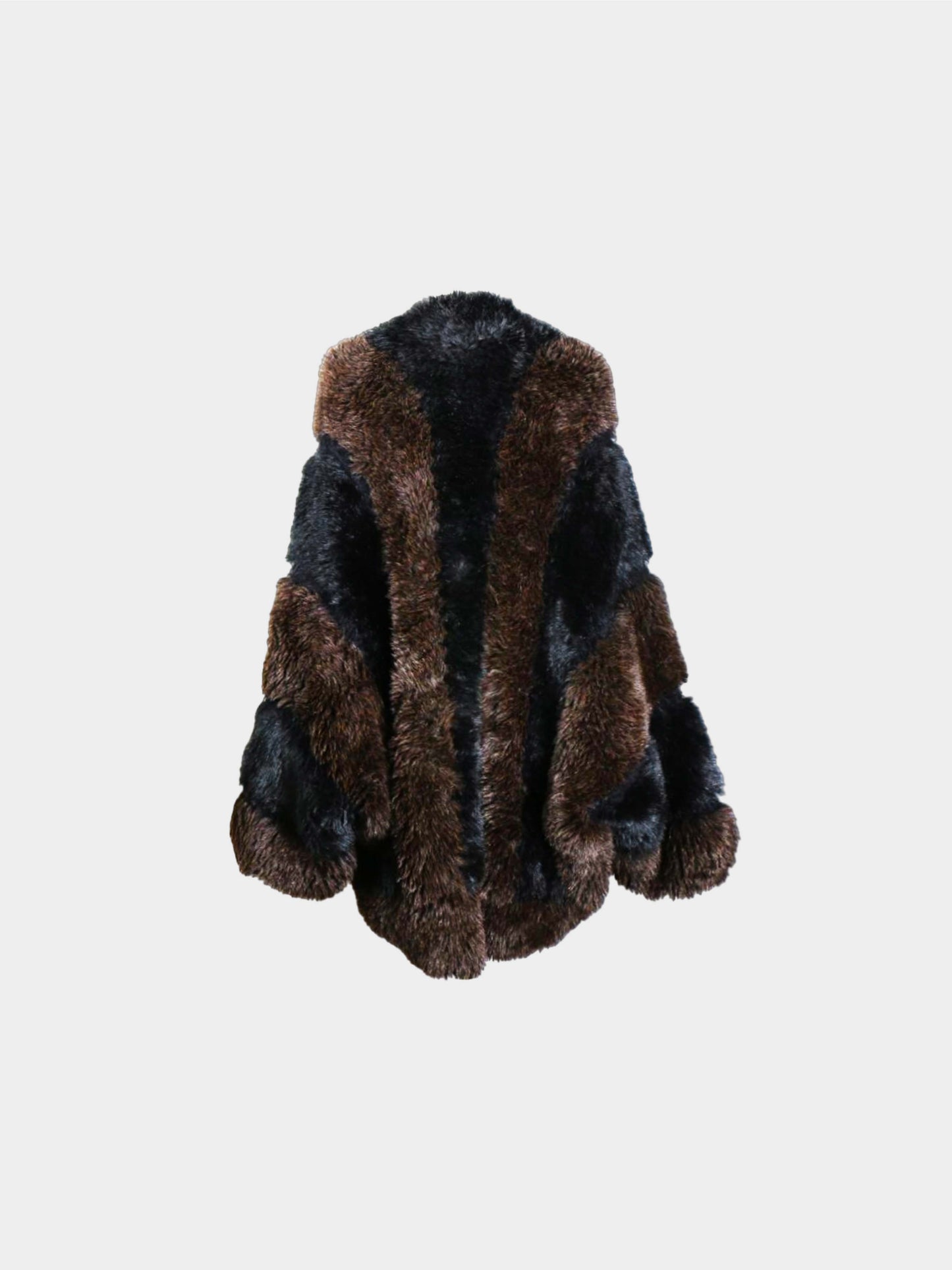 Issey Miyake 1990s Brown Striped Acrylic Fur Coat
