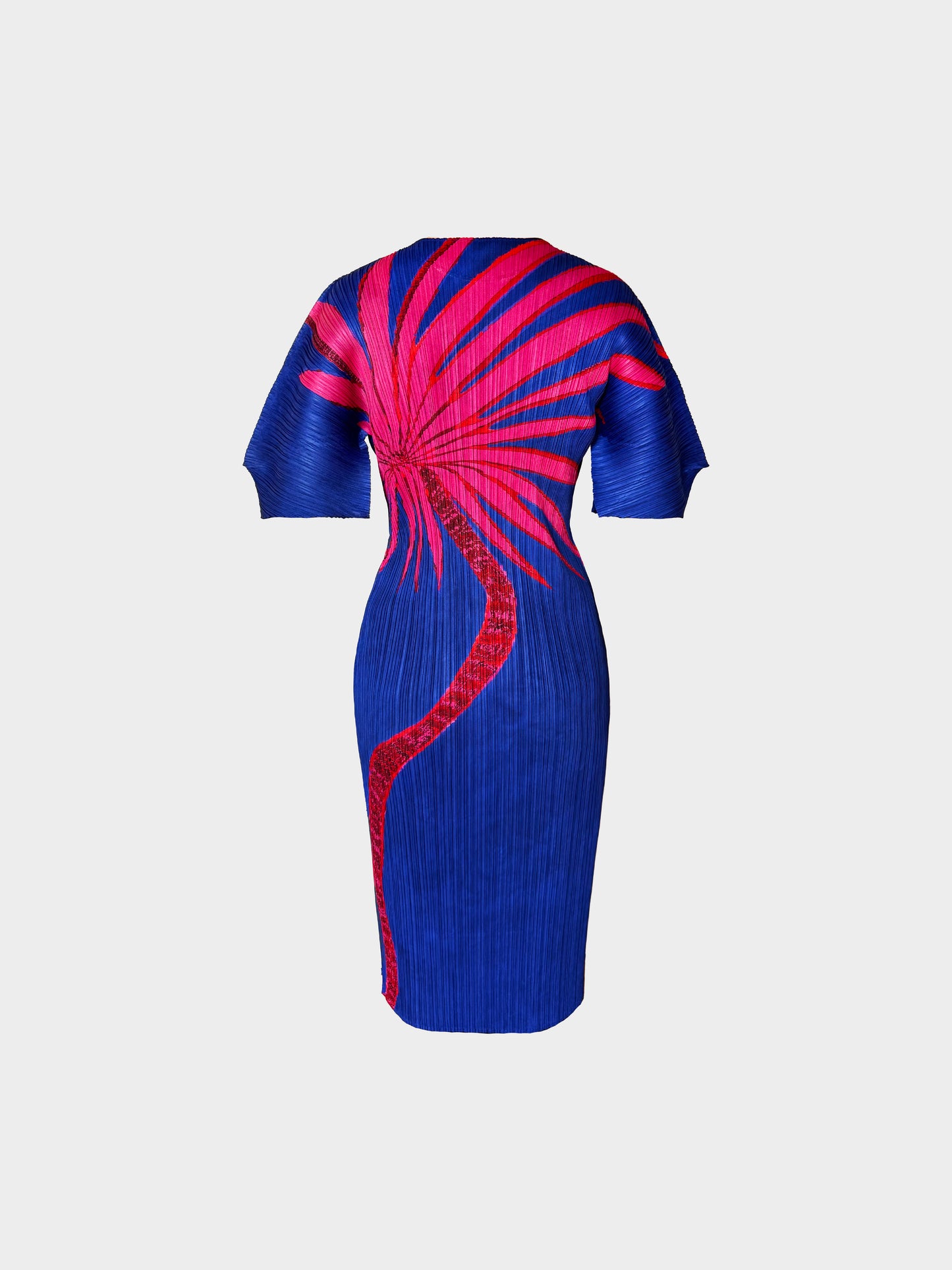 Issey Miyake Pleats Please 2023 Blue and Pink 'Ice Desert' Print Dress