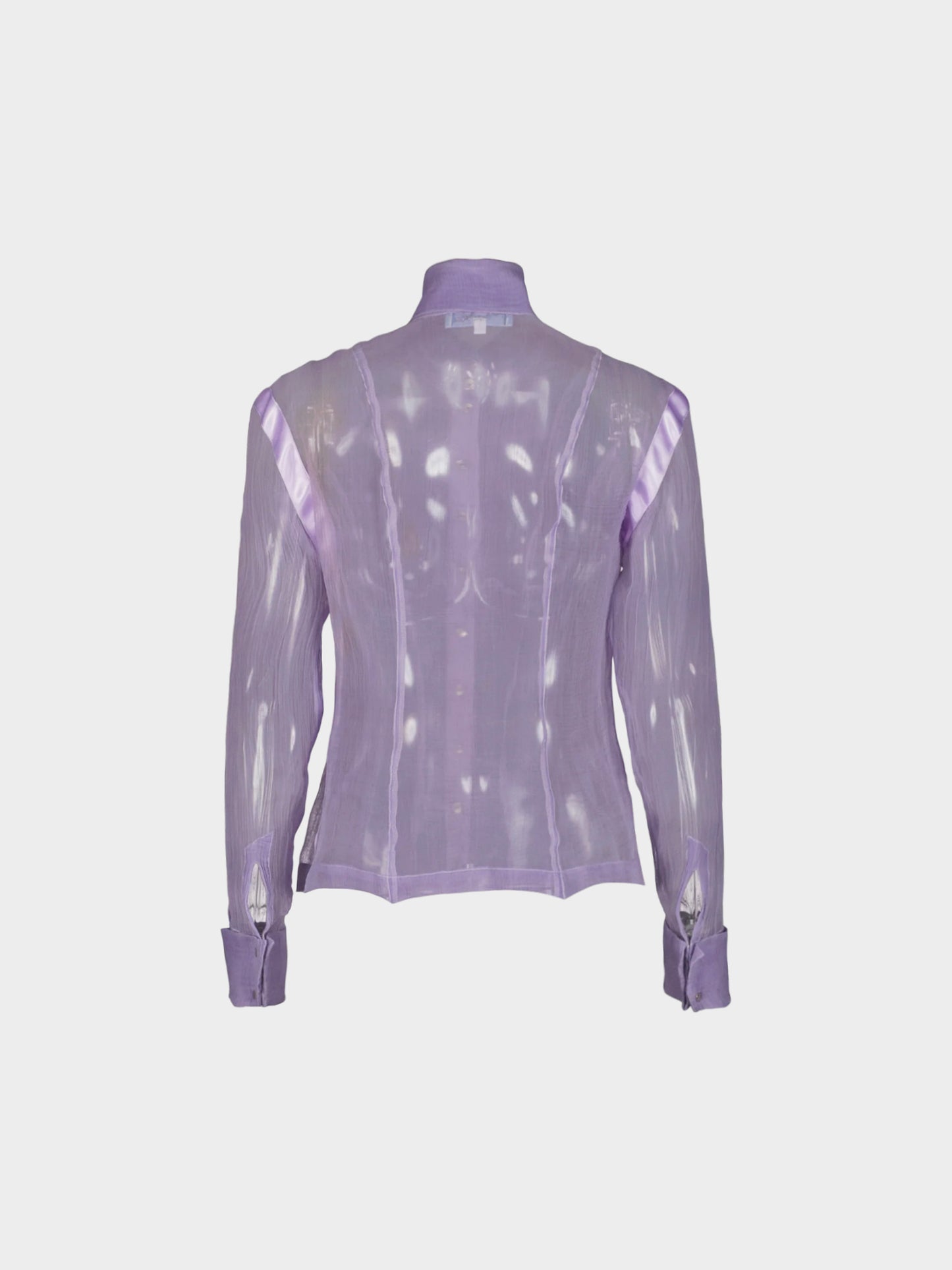 Thierry Mugler FW 1986-1987 Lilac Crepe Chiffon Blouse