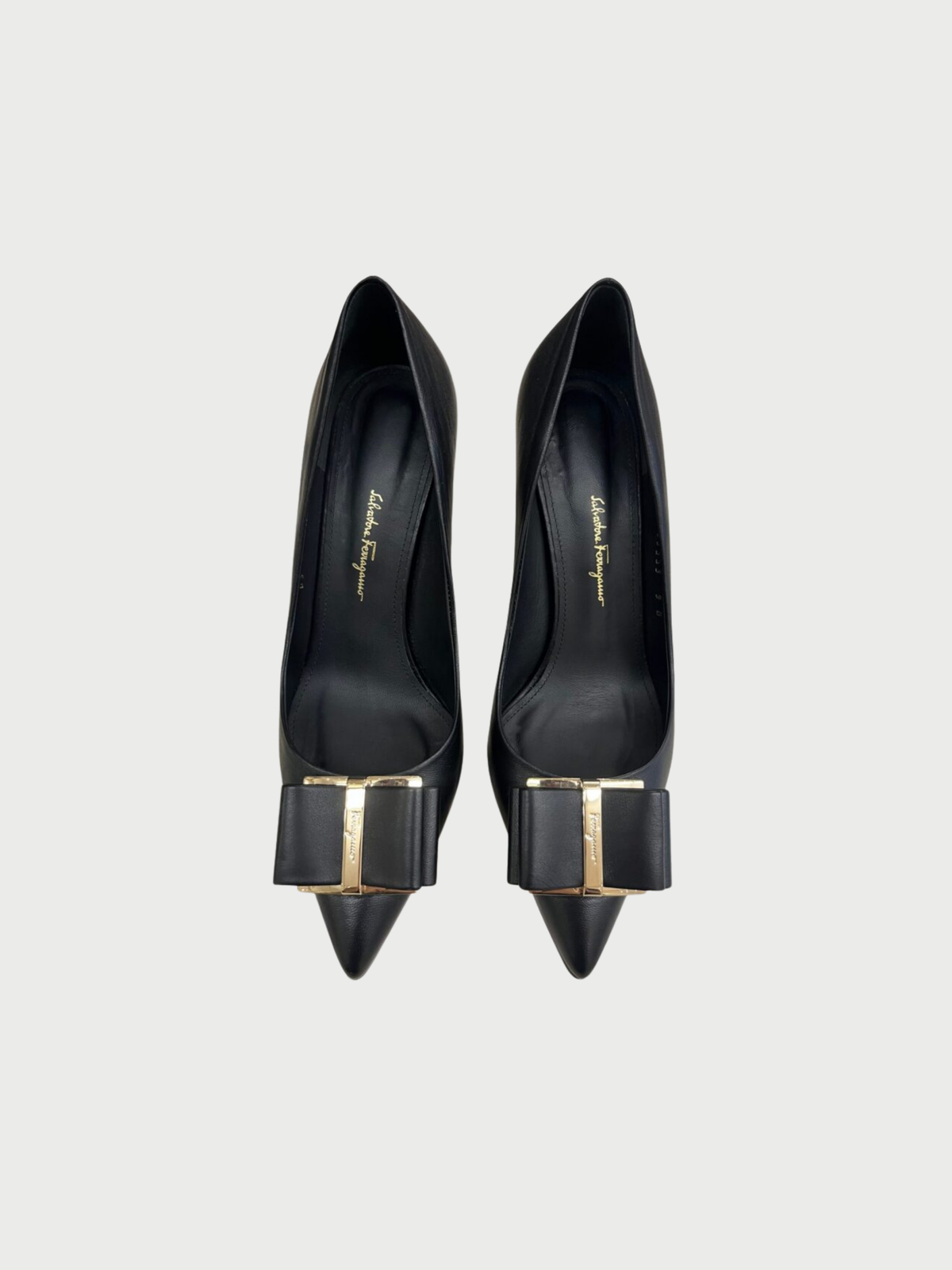 Salvatore Ferragamo 2020s Black Leather Zeri Bow Pumps