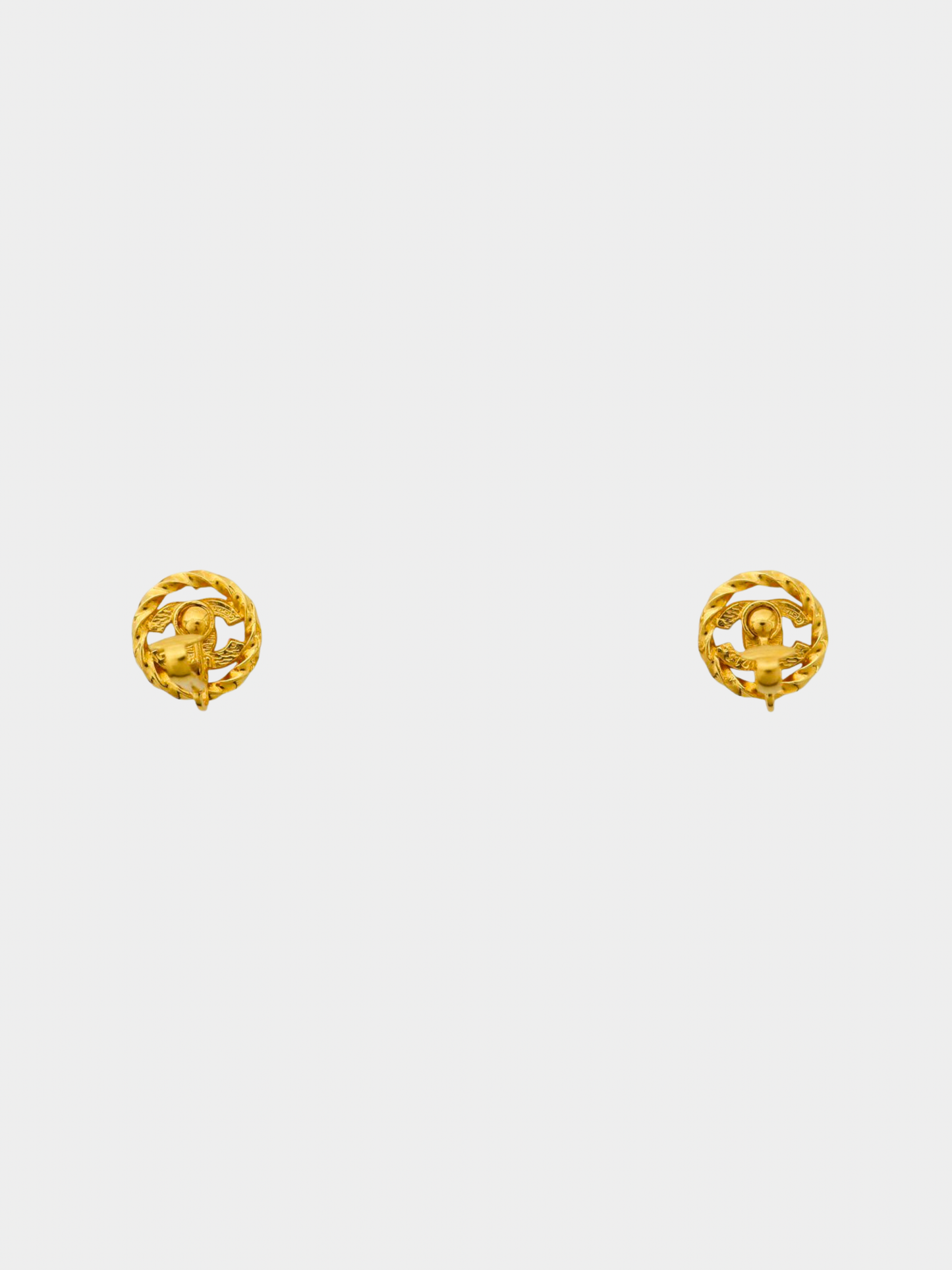 Chanel 2000s Gold COCO Twist Round Rhinestone Earrings