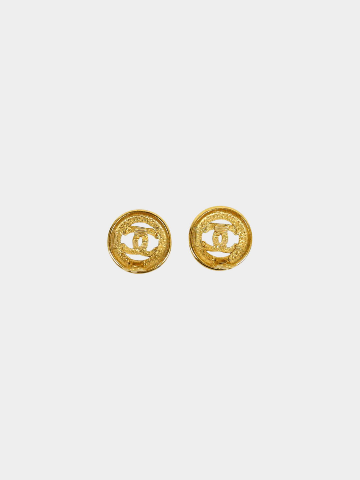 Chanel 1990s Gold COCO Round Earrings