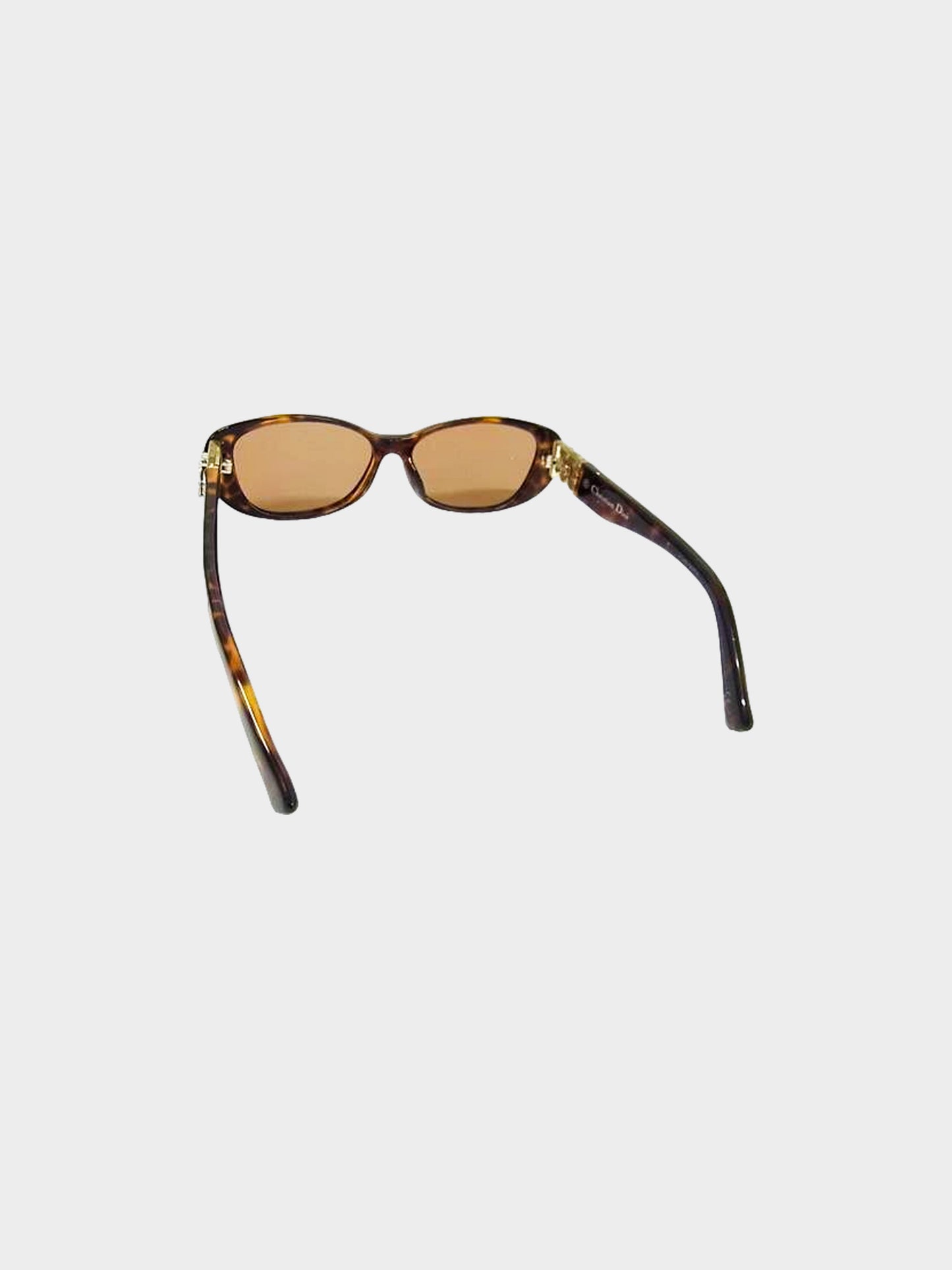 Christian Dior 2010s Brown Tortoise Rhinestone Embellished Sunglasses