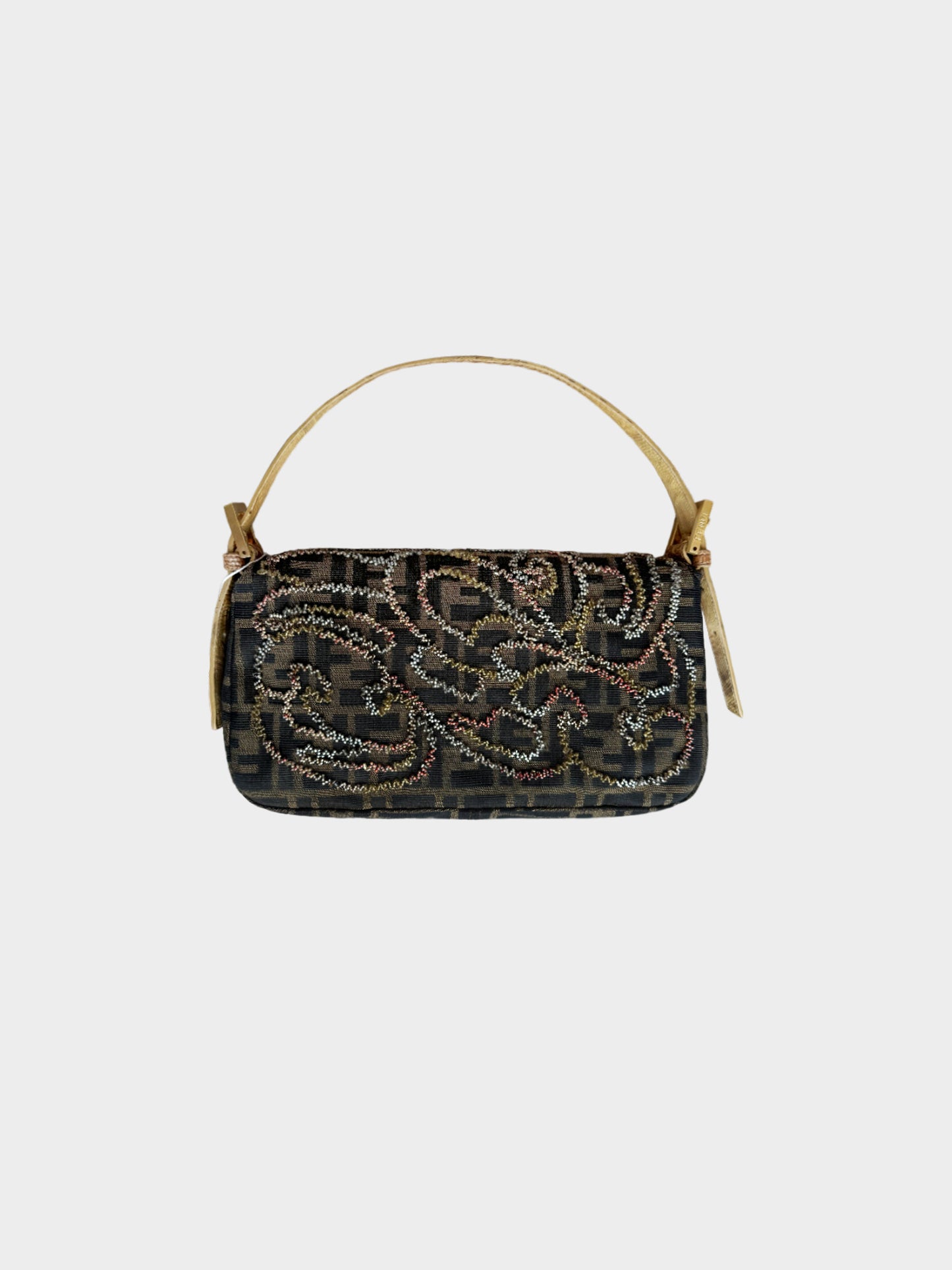 Fendi 2000s Zucca Lizard Beaded Baguette