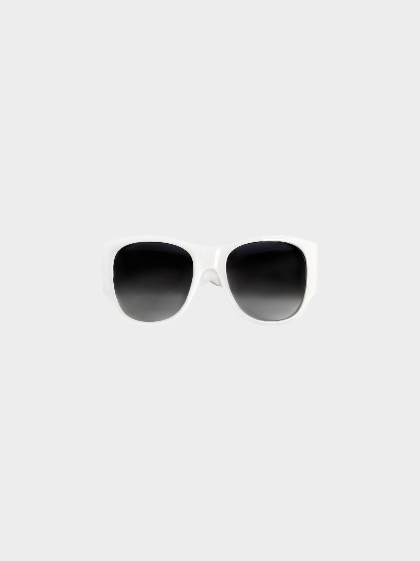 Chanel SS 2011 White Plastic and Leather Mirror Oversized Sunglasses