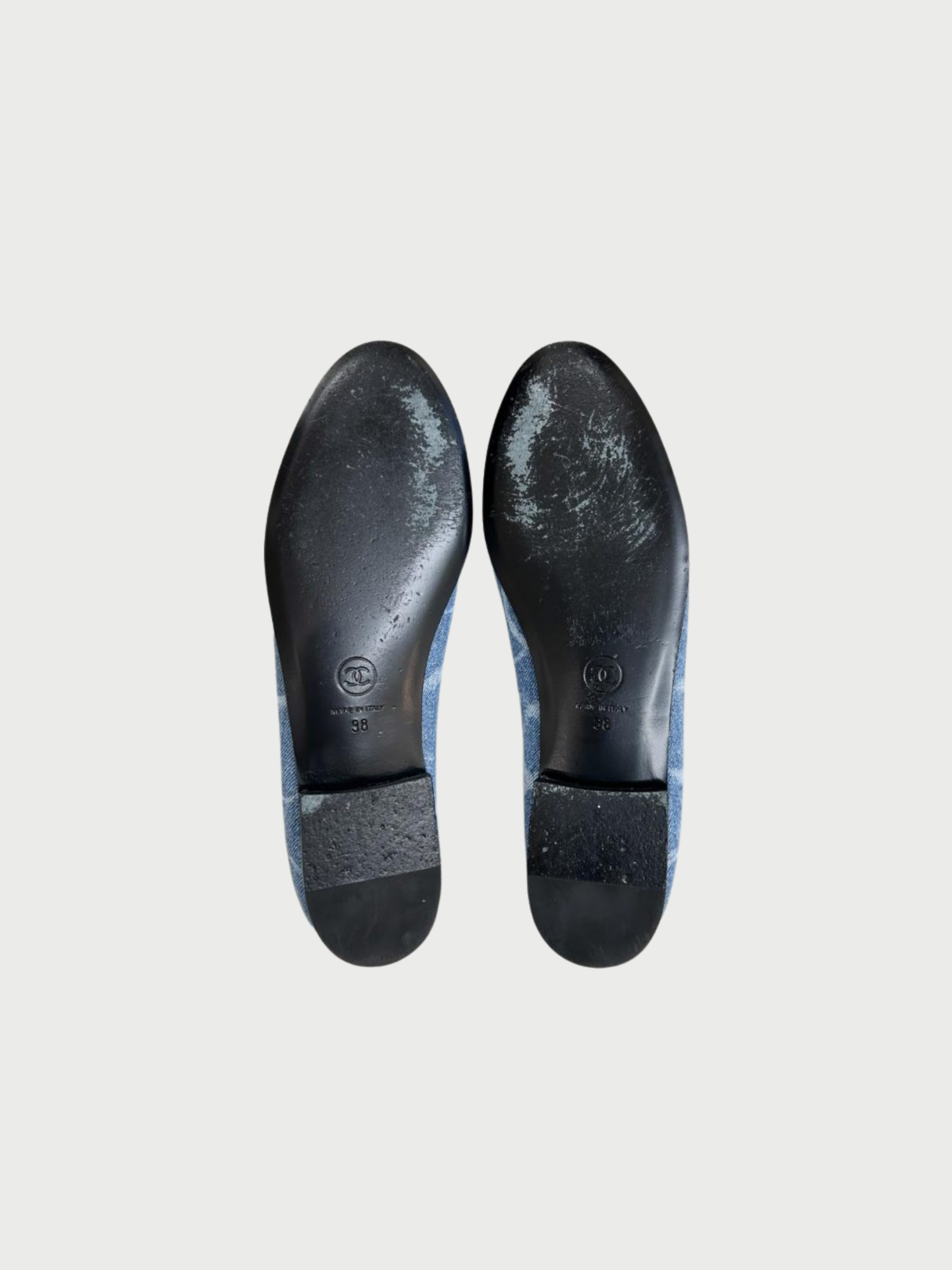 Chanel 2020s Blue Denim CC Logo Ballet Flats