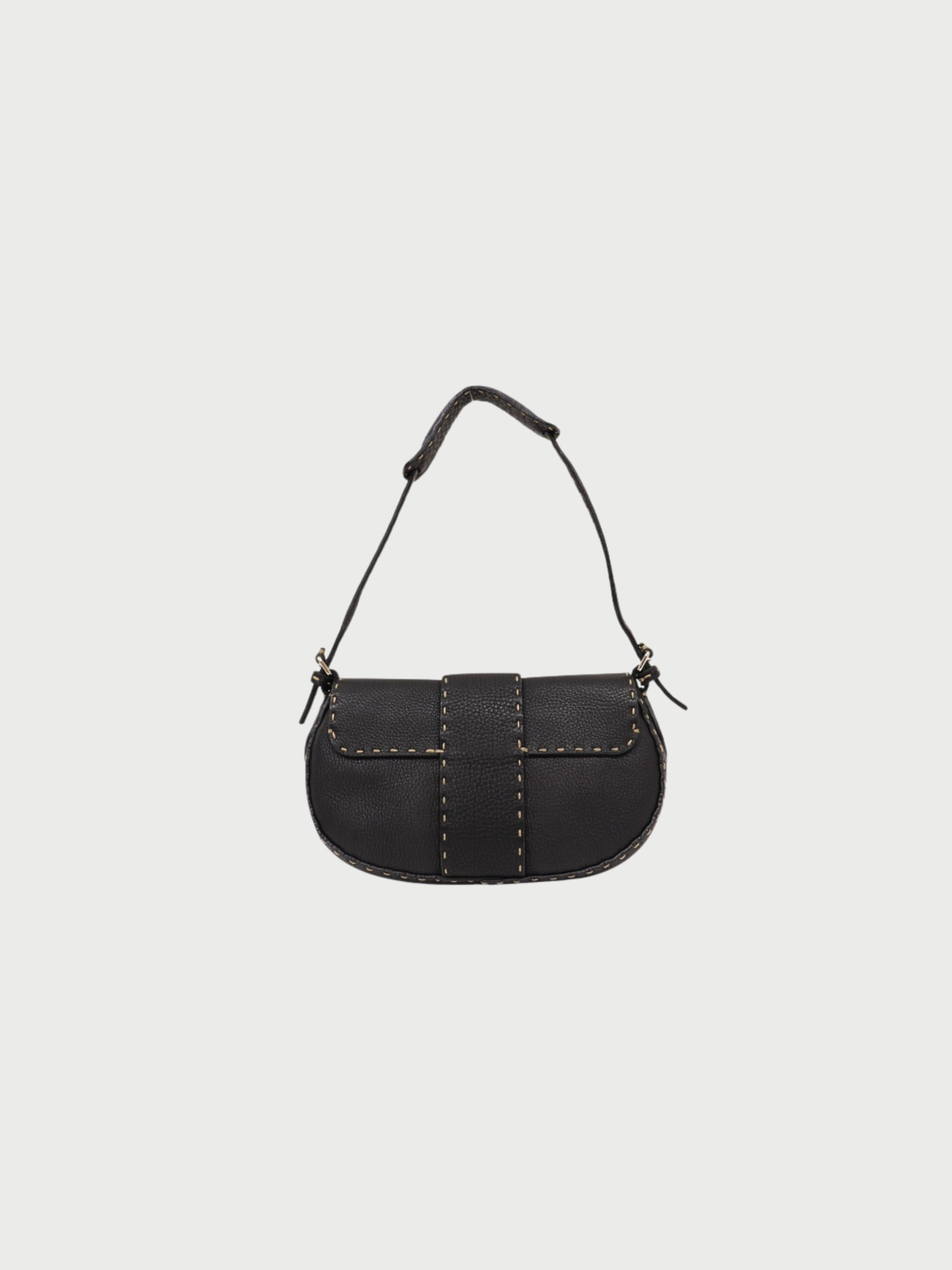 Fendi 2000s Black Selleria Leather One-Shoulder Bag