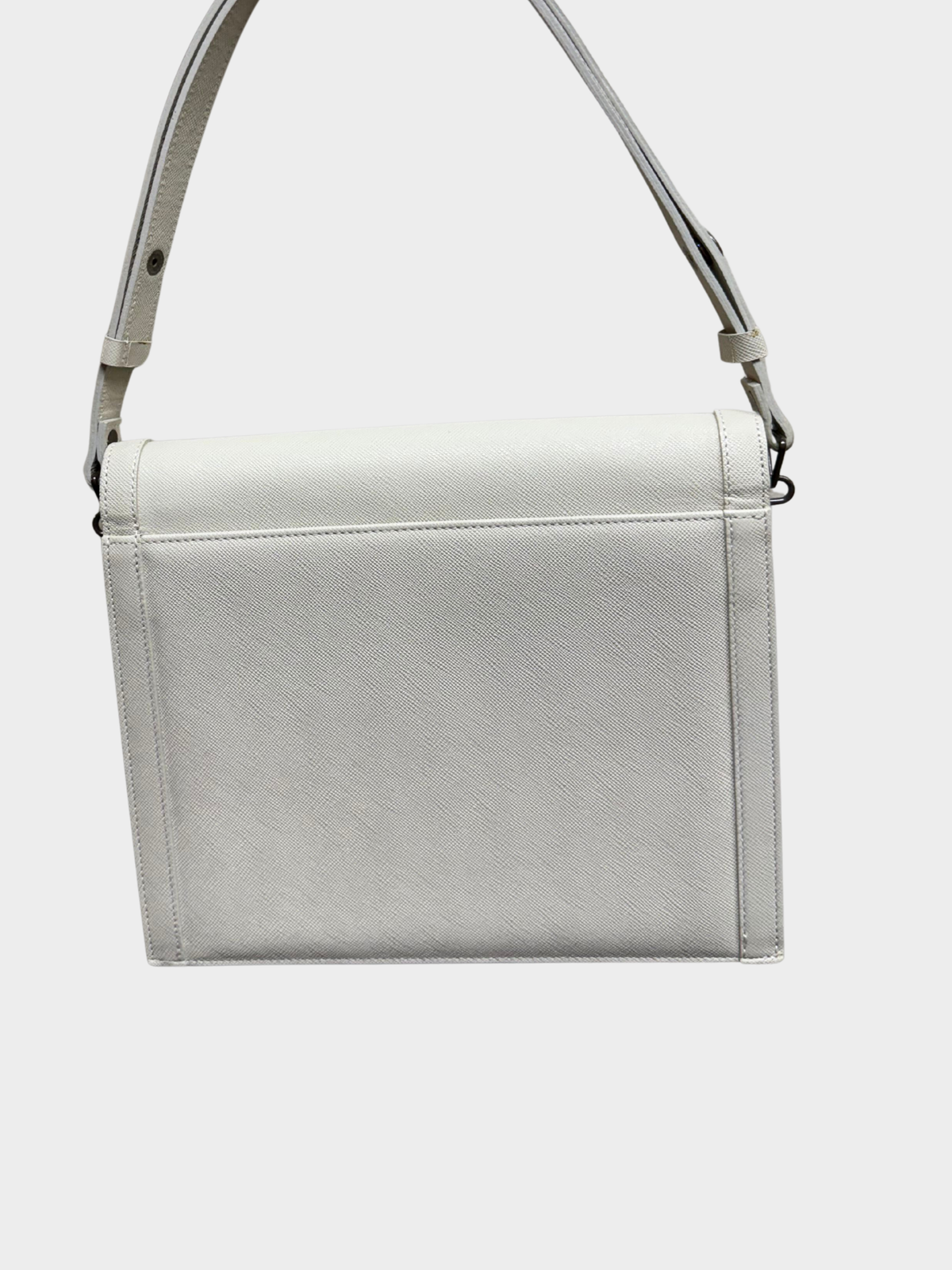 Yves Saint Laurent 1990s Off-White Textured Leather Envelope Flap Shoulder Bag