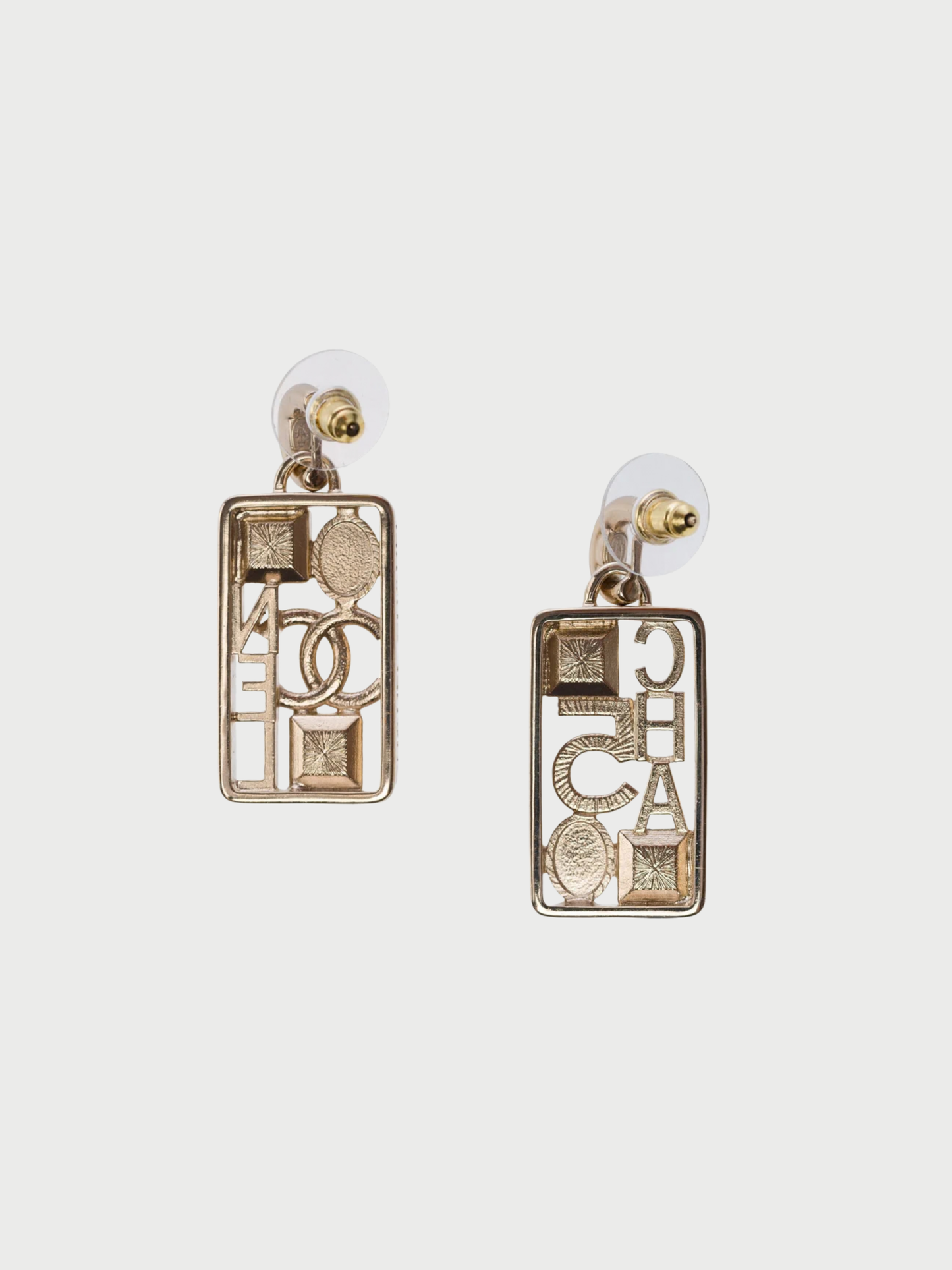 Chanel 2010s Gold Plated Metal CC Strass Pearl Drop Earrings
