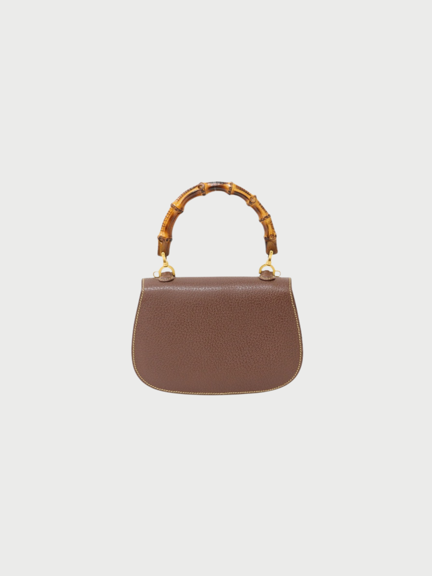 Gucci 2000s Brown Leather Bamboo Turn Lock Handbag