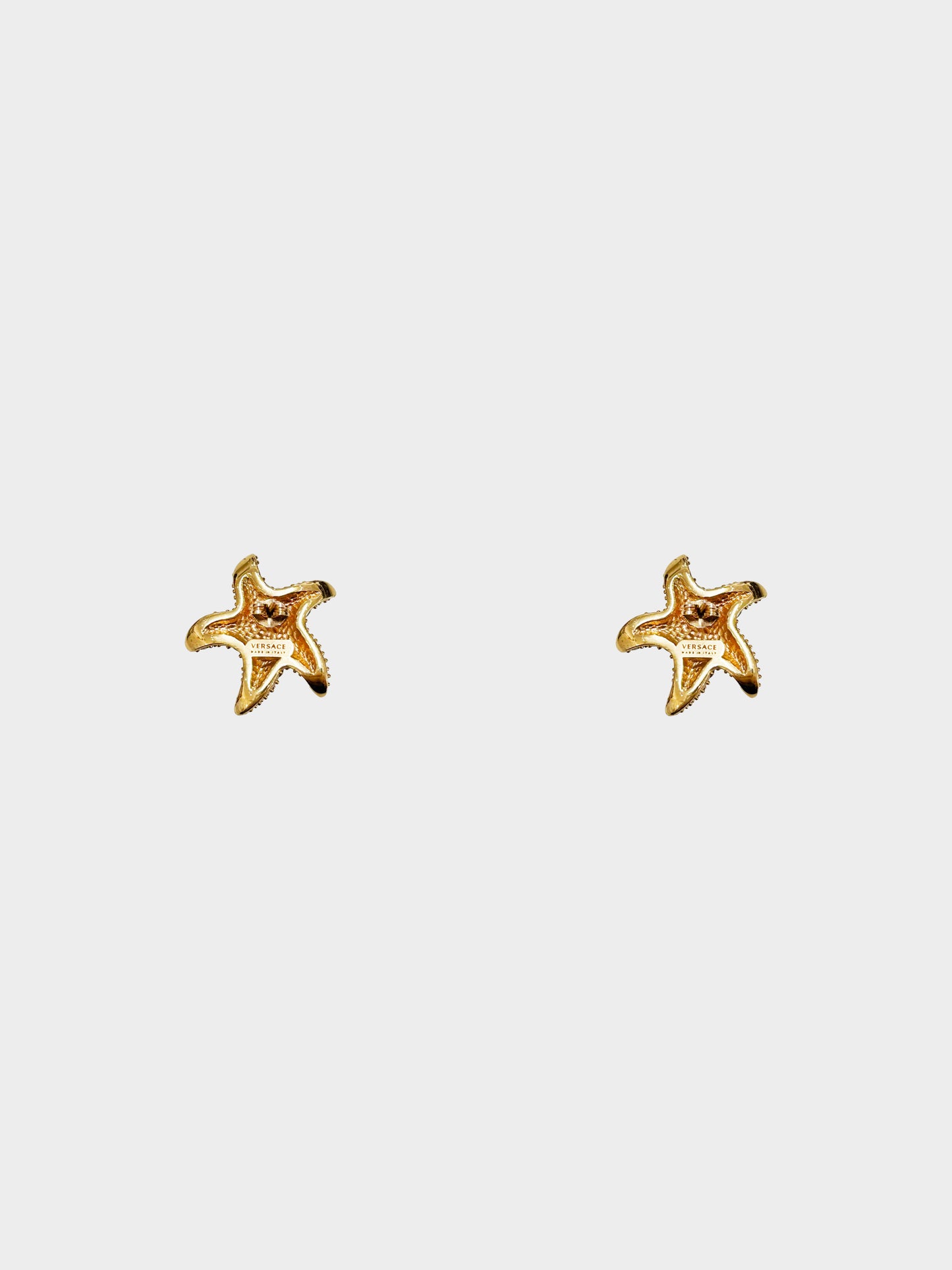 Versace 2021 Runway Tresor De La Mer Blue Crystal Starfish Earrings