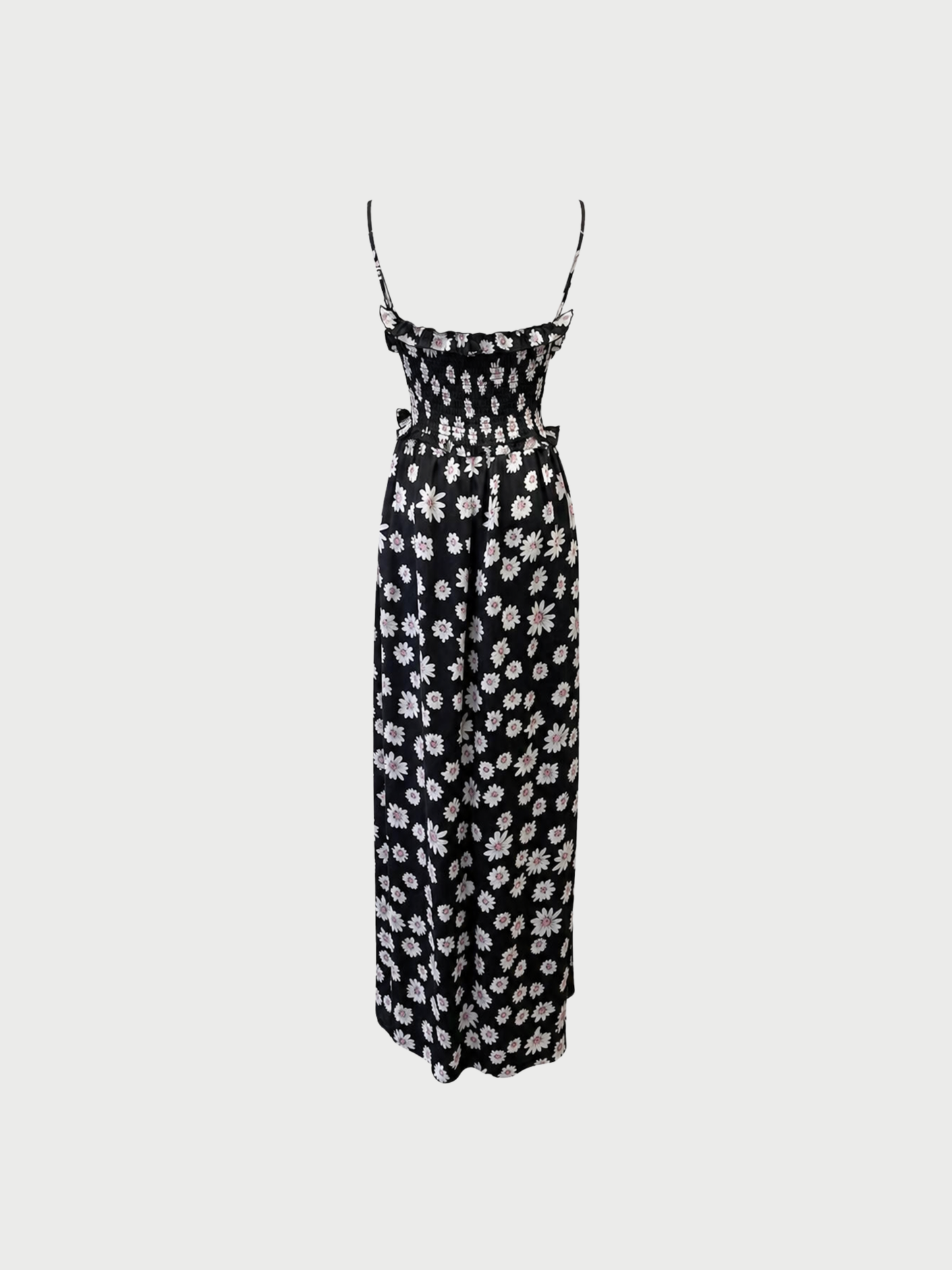 Balenciaga 2020s Black Silk Floral Logo Weave Gown
