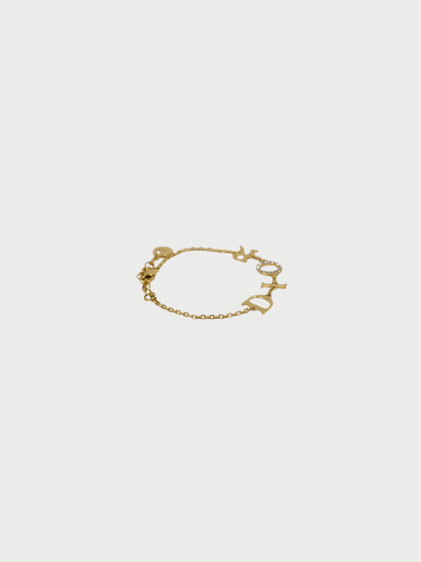Christian Dior 2000s Gold Rhinestone Logo Bracelet