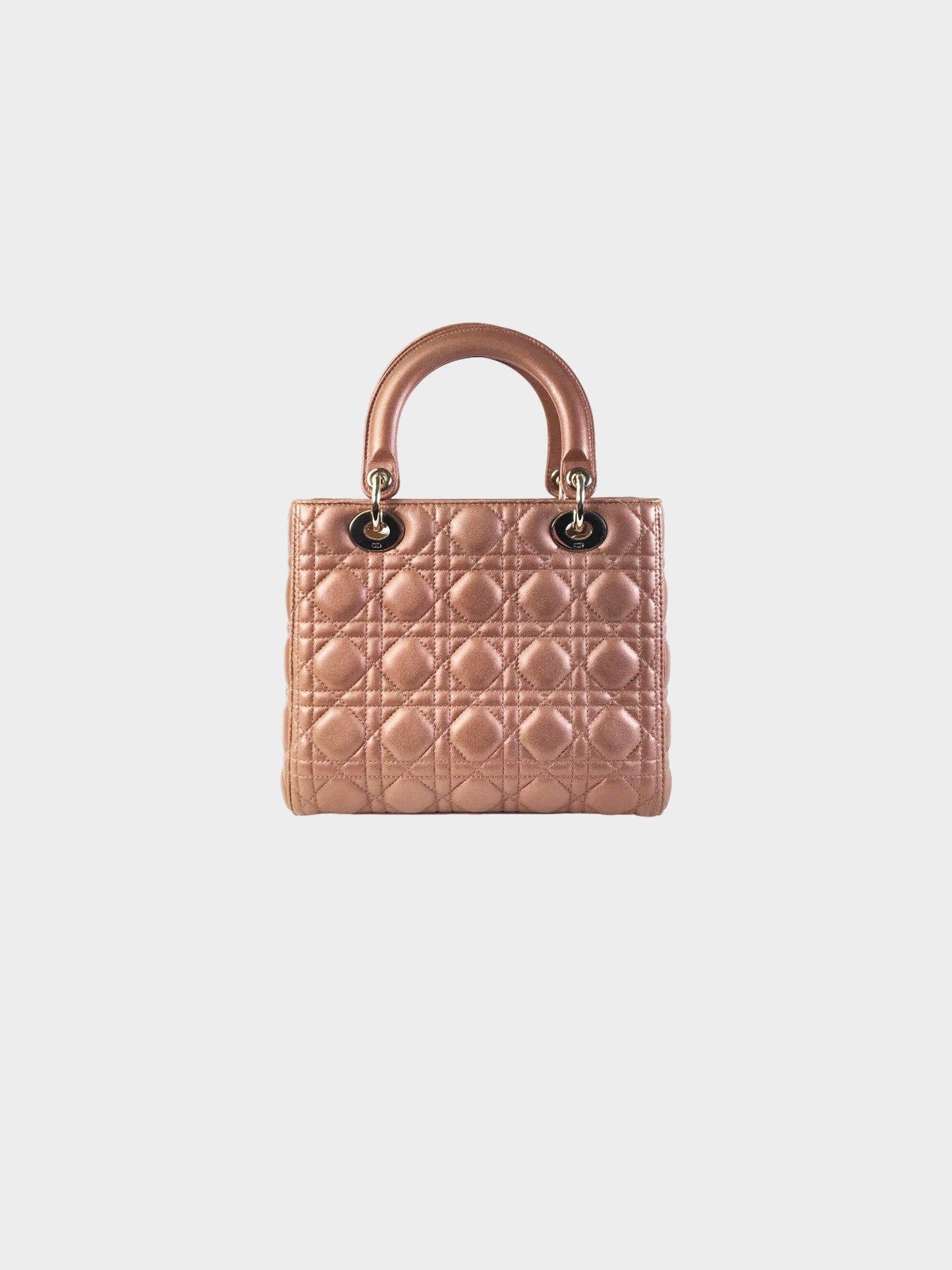 Christian Dior 2014 Metallic Brown Leather Medium Lady Dior 2-Way Hand Bag