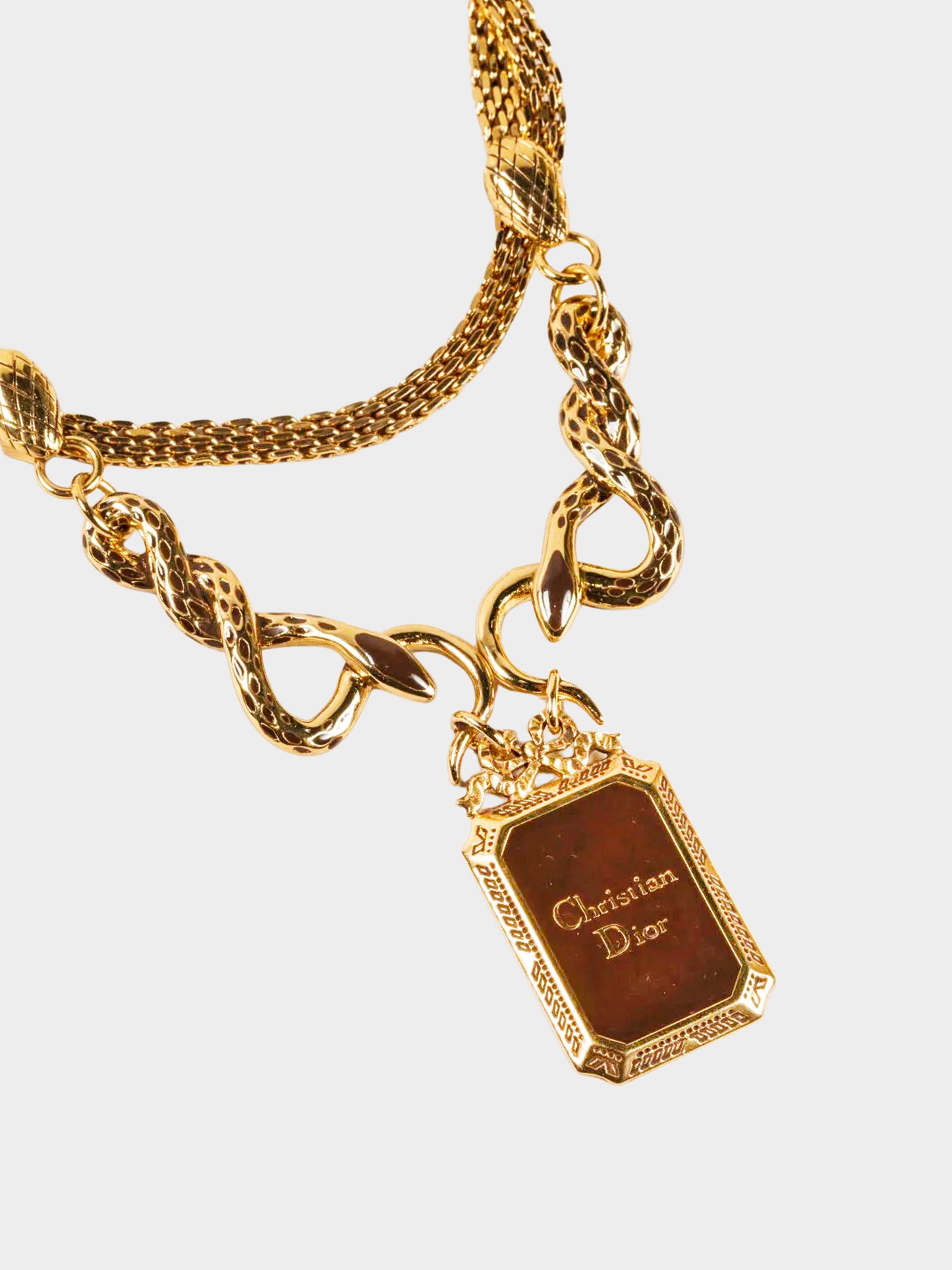 Christian Dior 1990s Gold Serpent Chain Necklace and Bracelet Set