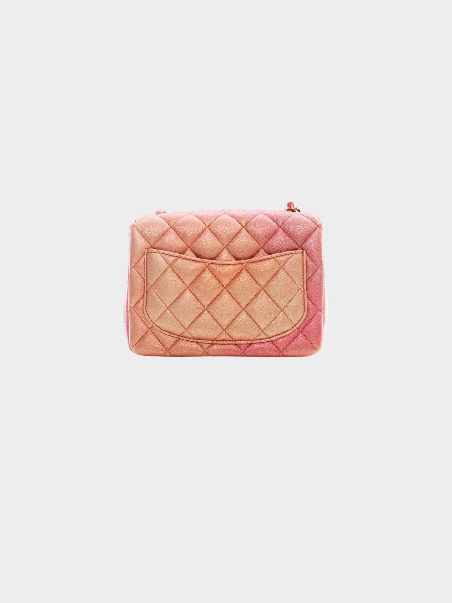 Chanel 2021 Pink Ombre Iridescent Lambskin Square Mini Flap Bag