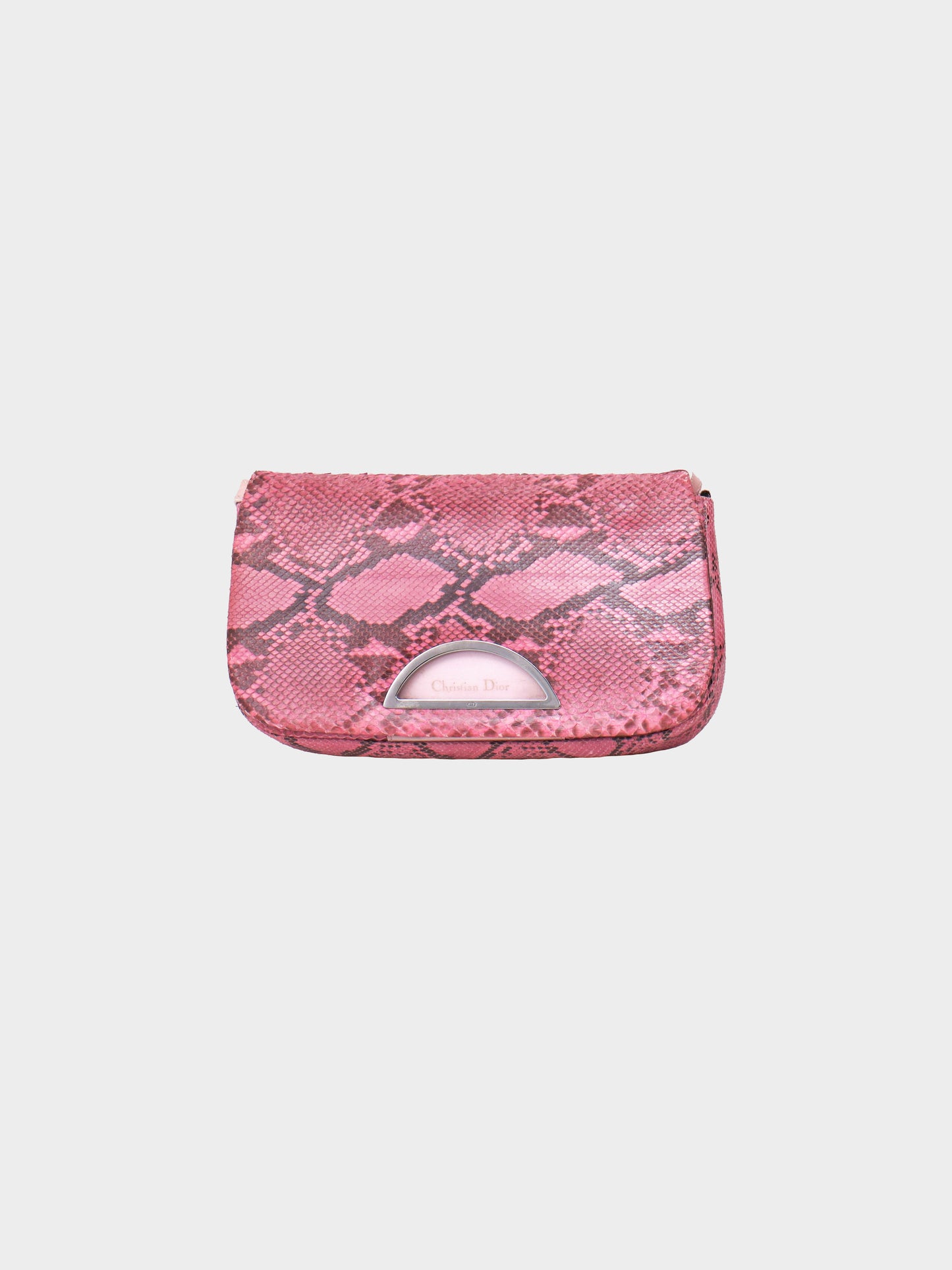 Christian Dior 2000s Pink Python Leather Maris Pearl Shoulder Bag