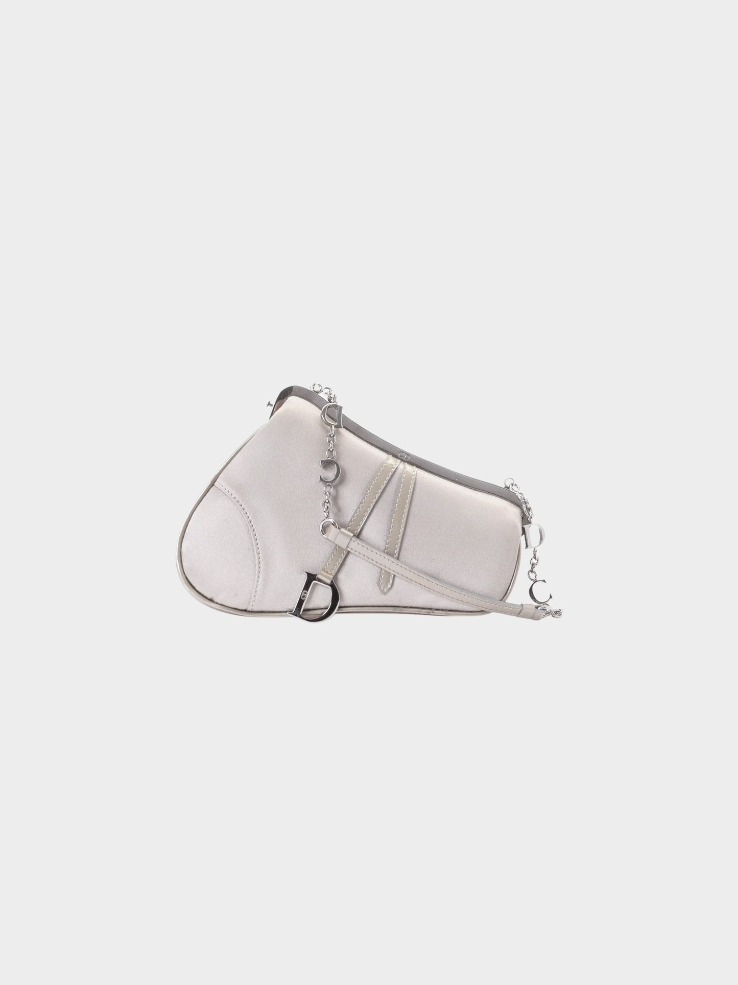 Christian Dior by John Galliano 2002 Taupe Satin and Patent Leather Mini Saddle Bag