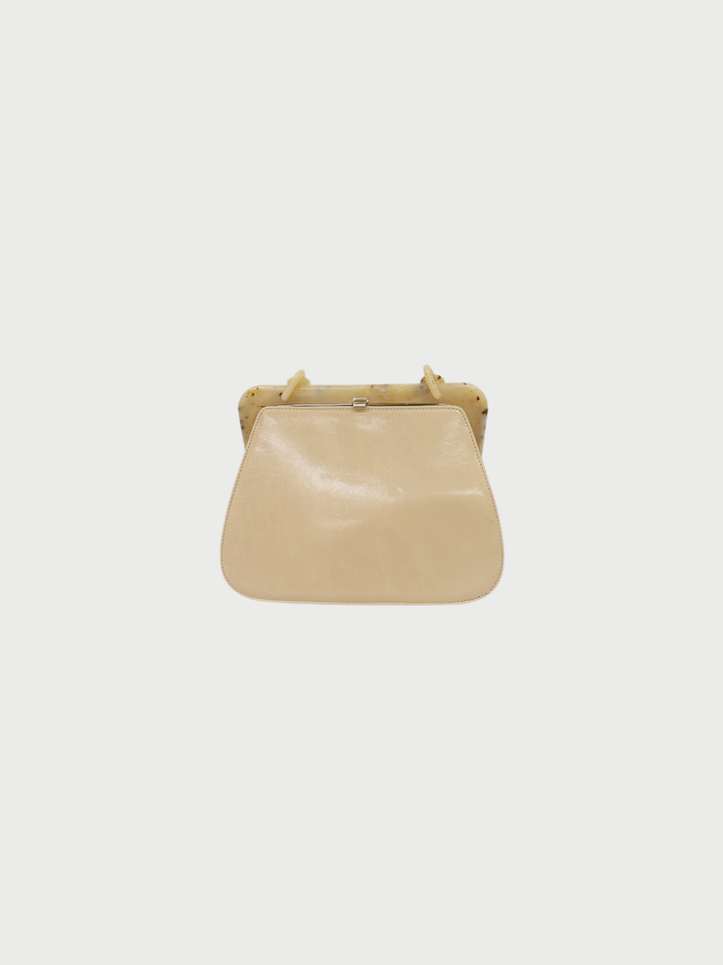 Prada 2000s Ivory Beige Leather Plastic Chain Shoulder Bag