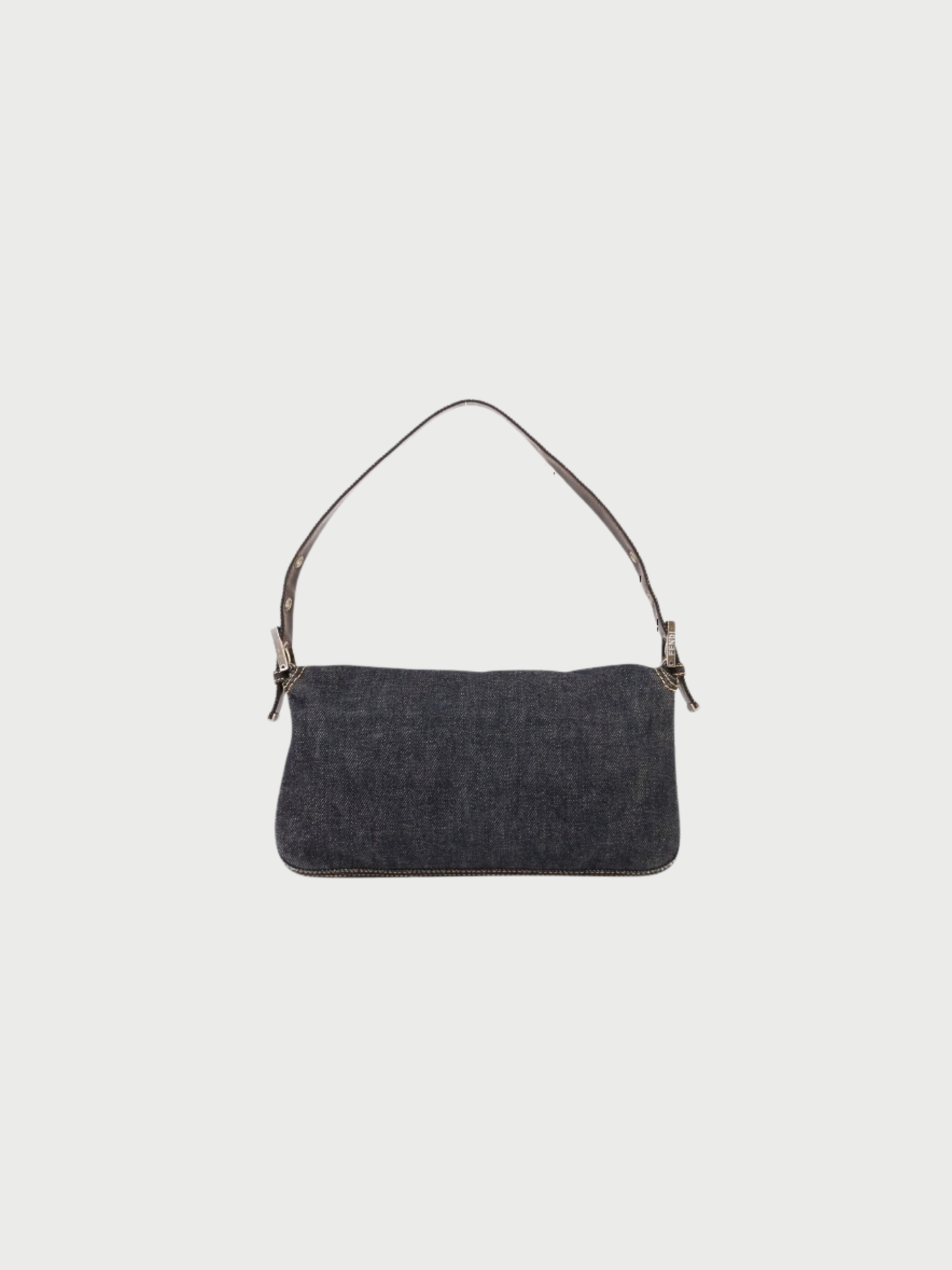 Fendi 2000s Navy Denim Baguette Shoulder Bag