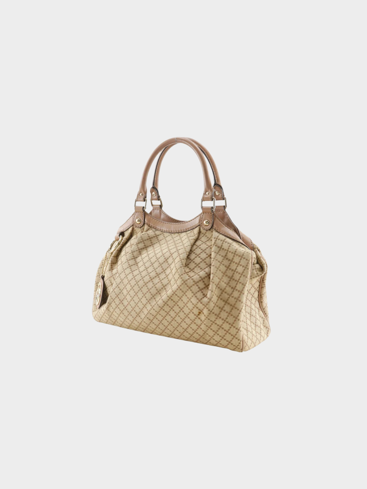 Gucci 2000s Beige Diamante Canvas Sukey Tote Bag