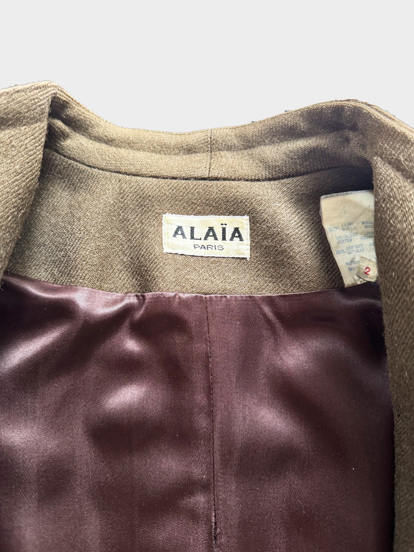 Azzedine Alaïa FW 1987 Khaki Wool Double-breasted Jacket