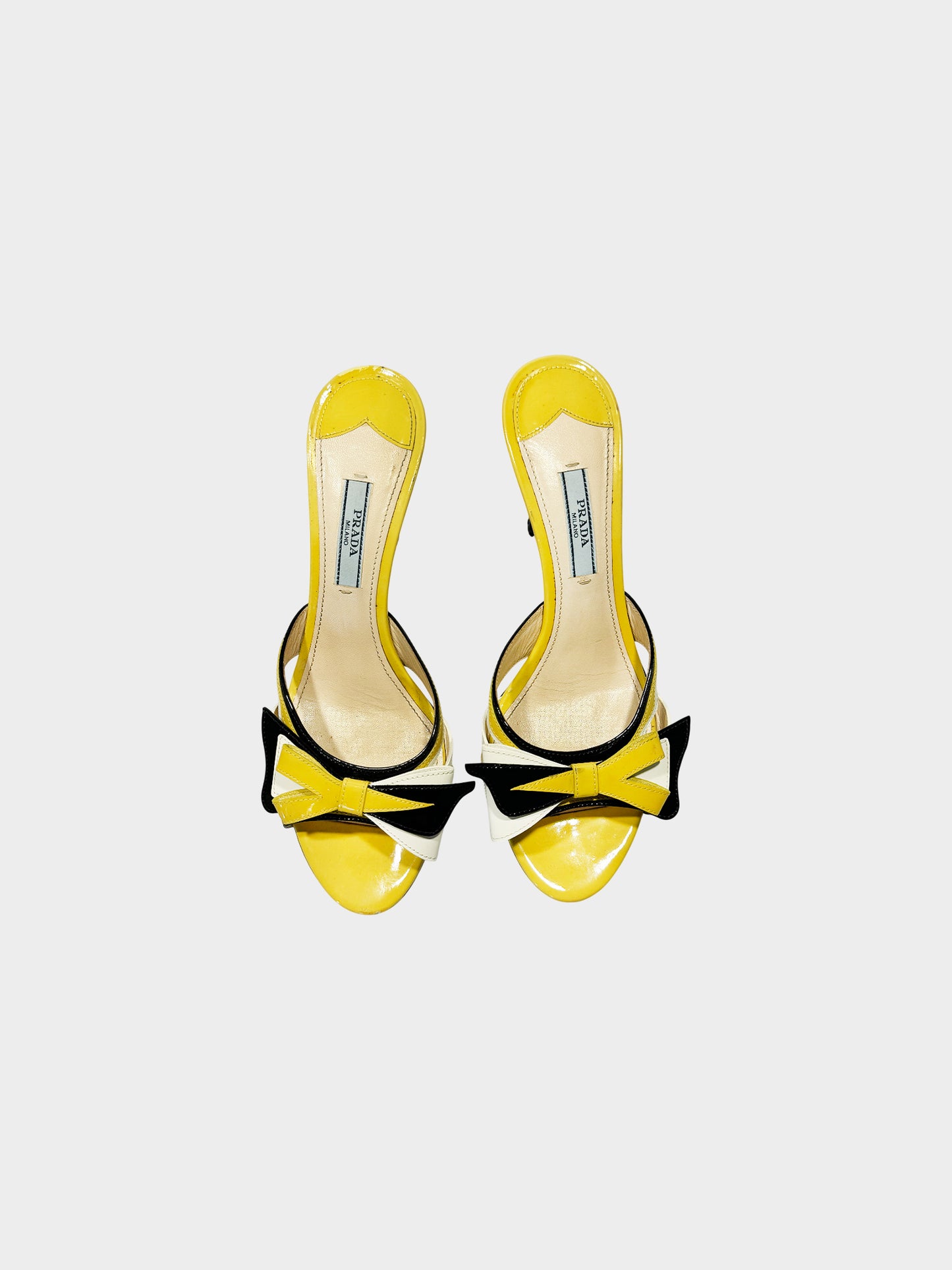 Prada 2012 Yellow Bow Patent Leather Heels