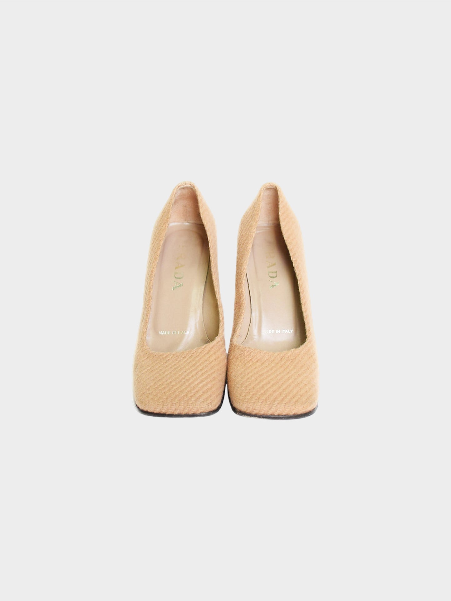 Prada FW 1999 Beige Wool Mirror Heels