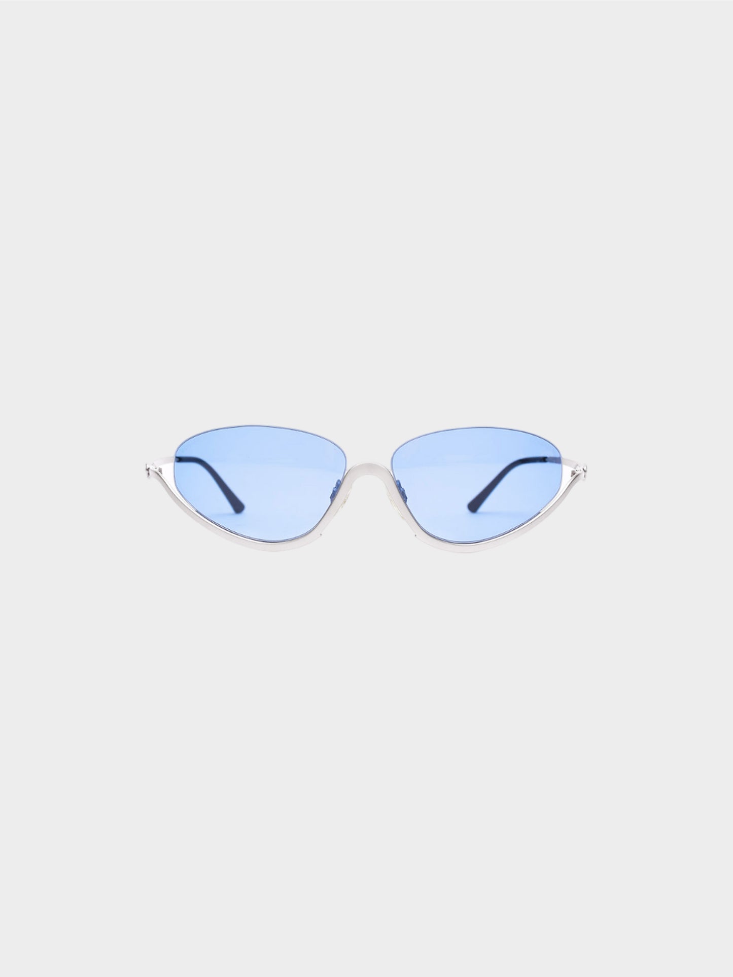 Chanel 2000s Rare Silver Lower Frame Sunglasses