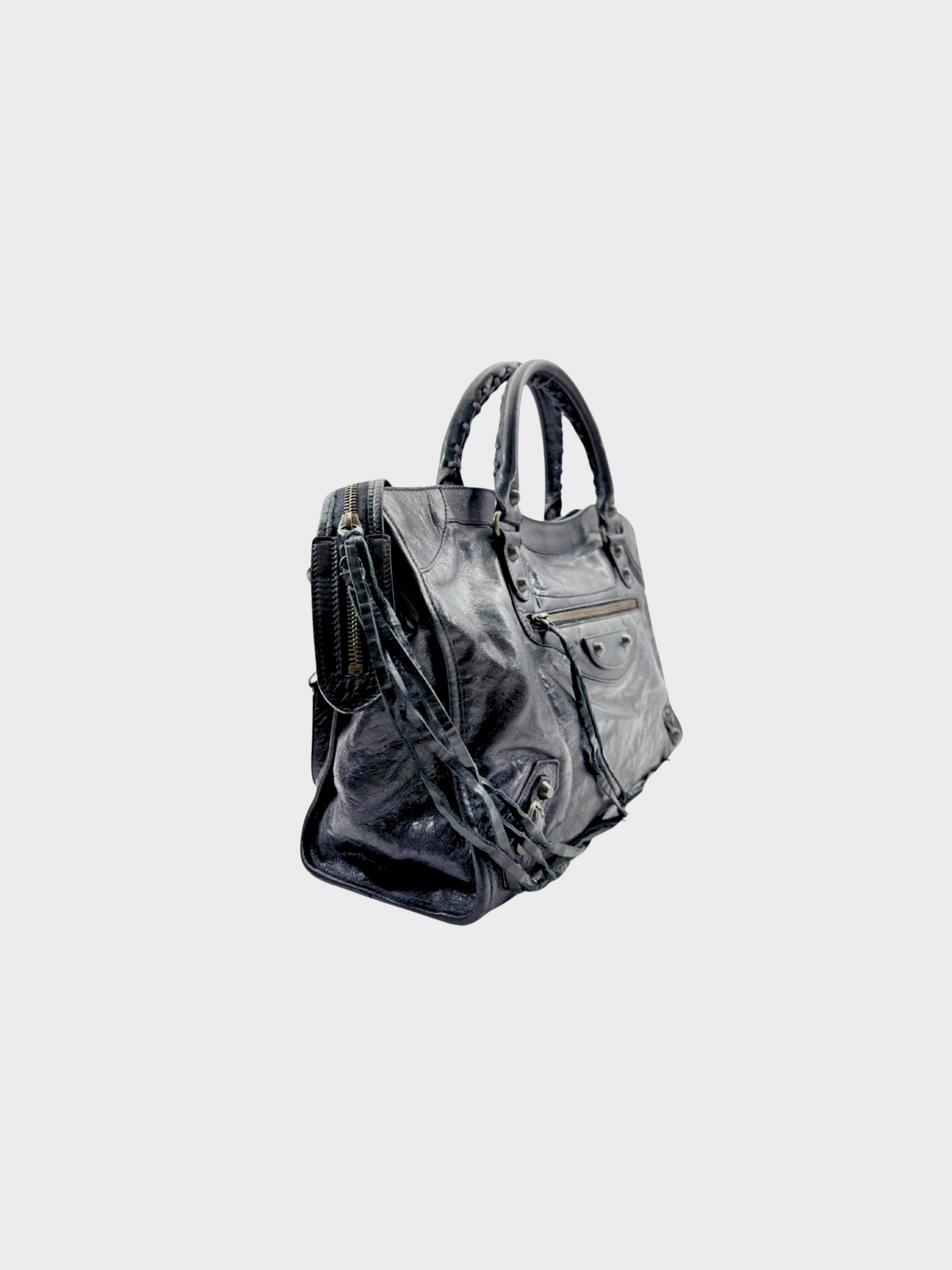 Balenciaga SS 2006 Black Leather Motorcycle City Bag