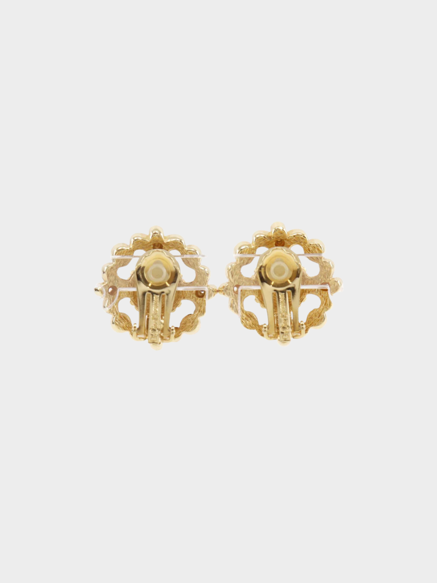 Christian Dior 1980s Gold Faux Pearl Rhinestone Earrings