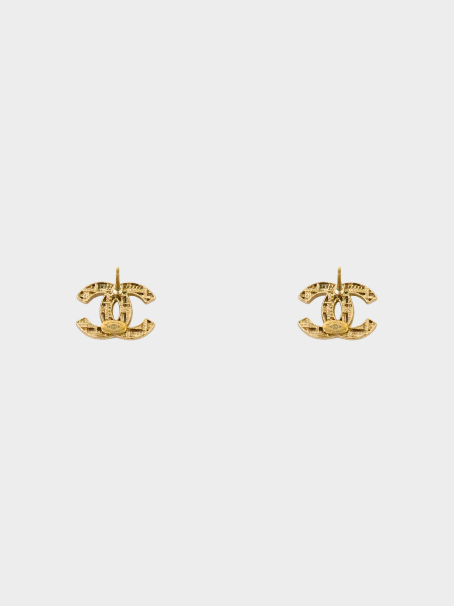 Chanel 2010s Gold Chain CC Stud Earrings