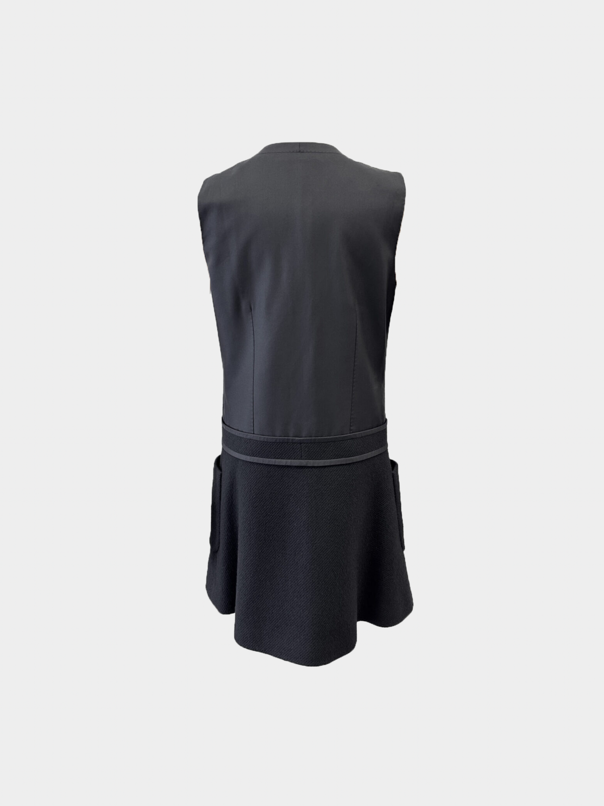 Louis Vuitton 2010s Black Wool Silk Drop Waist Dress