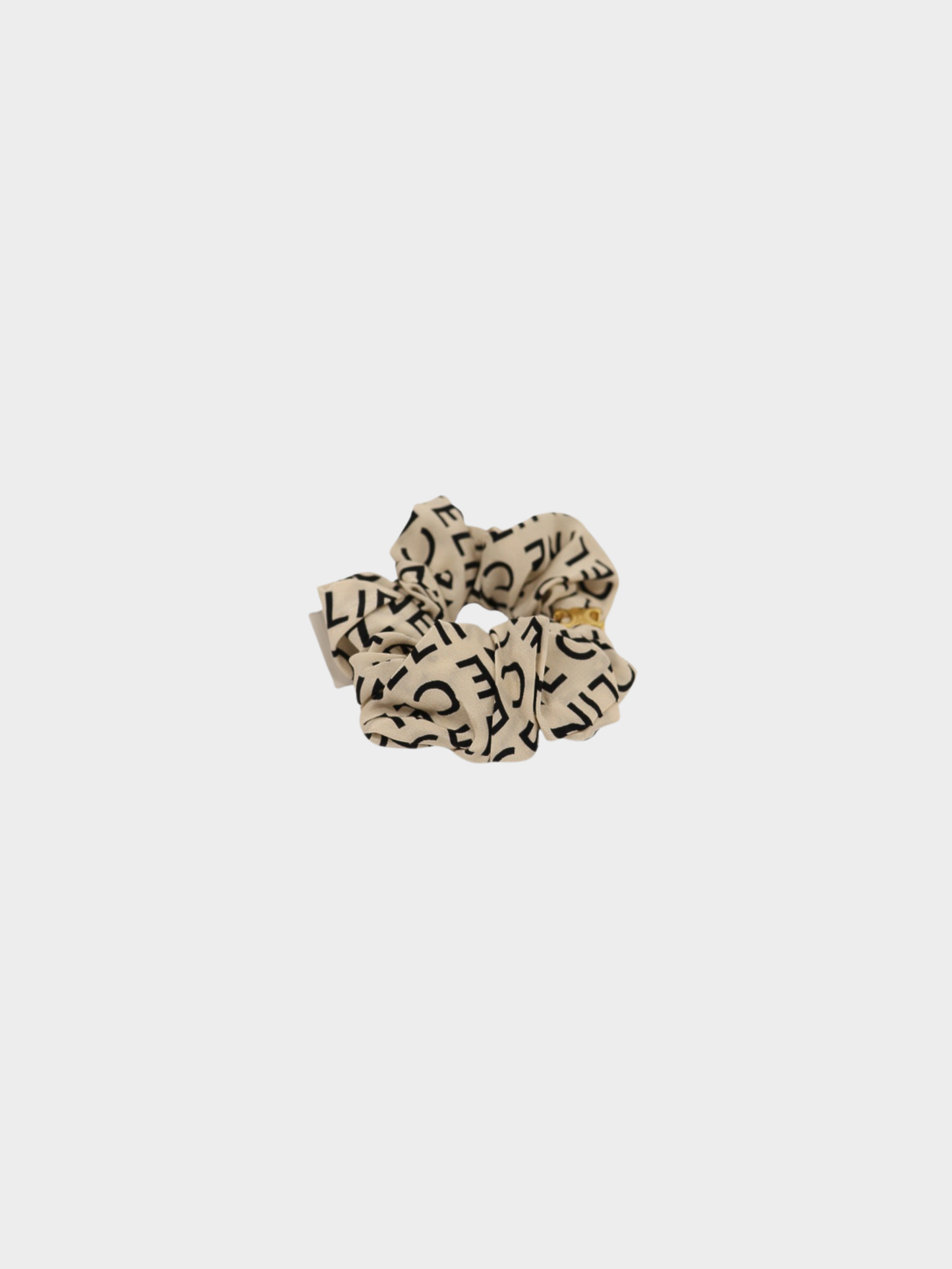 Celine 2020s Ivory Black Silk Triomphe Scrunchie