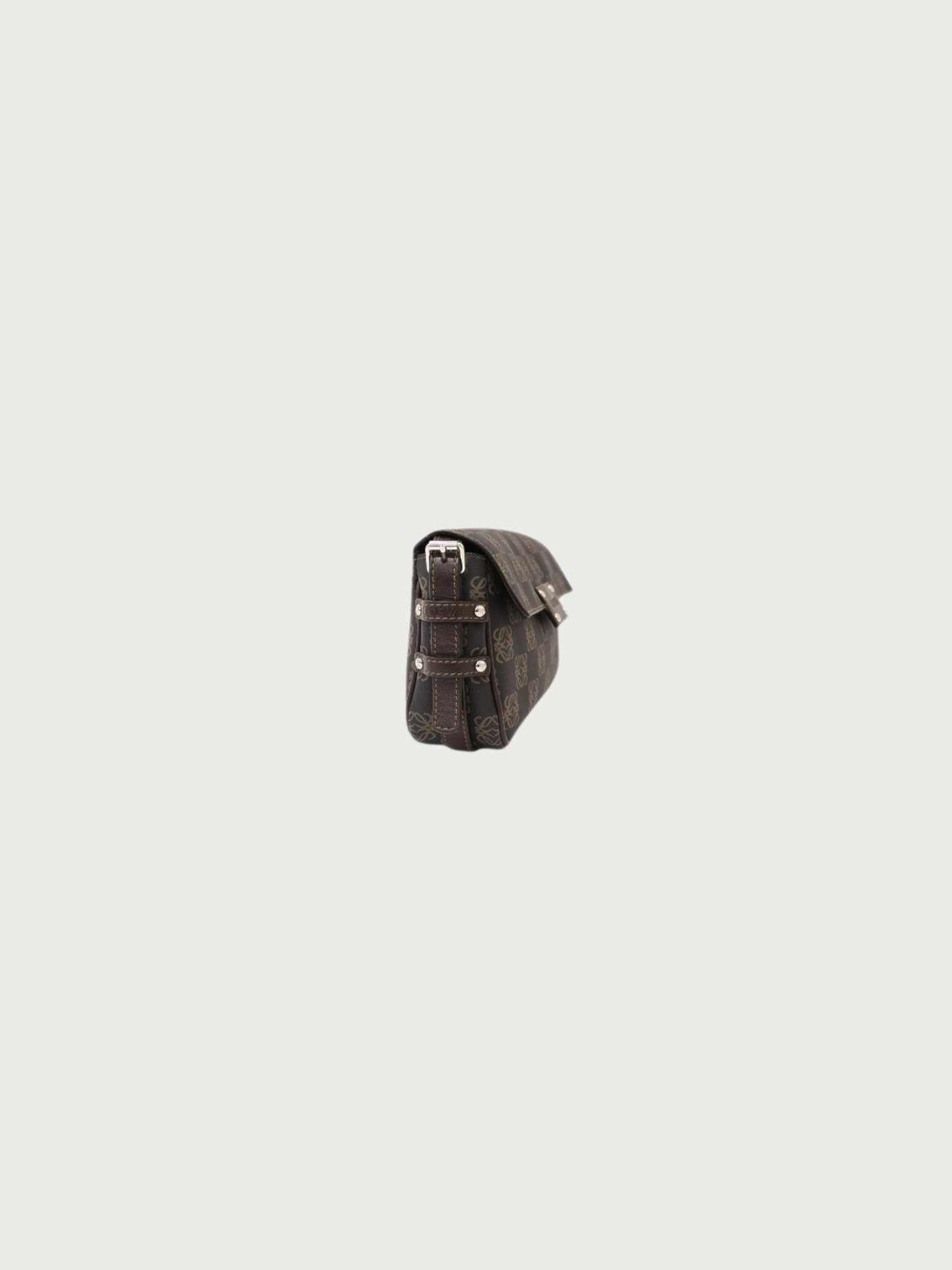 Loewe 2000s Brown Black Leather PVC Anagram Shoulder Bag