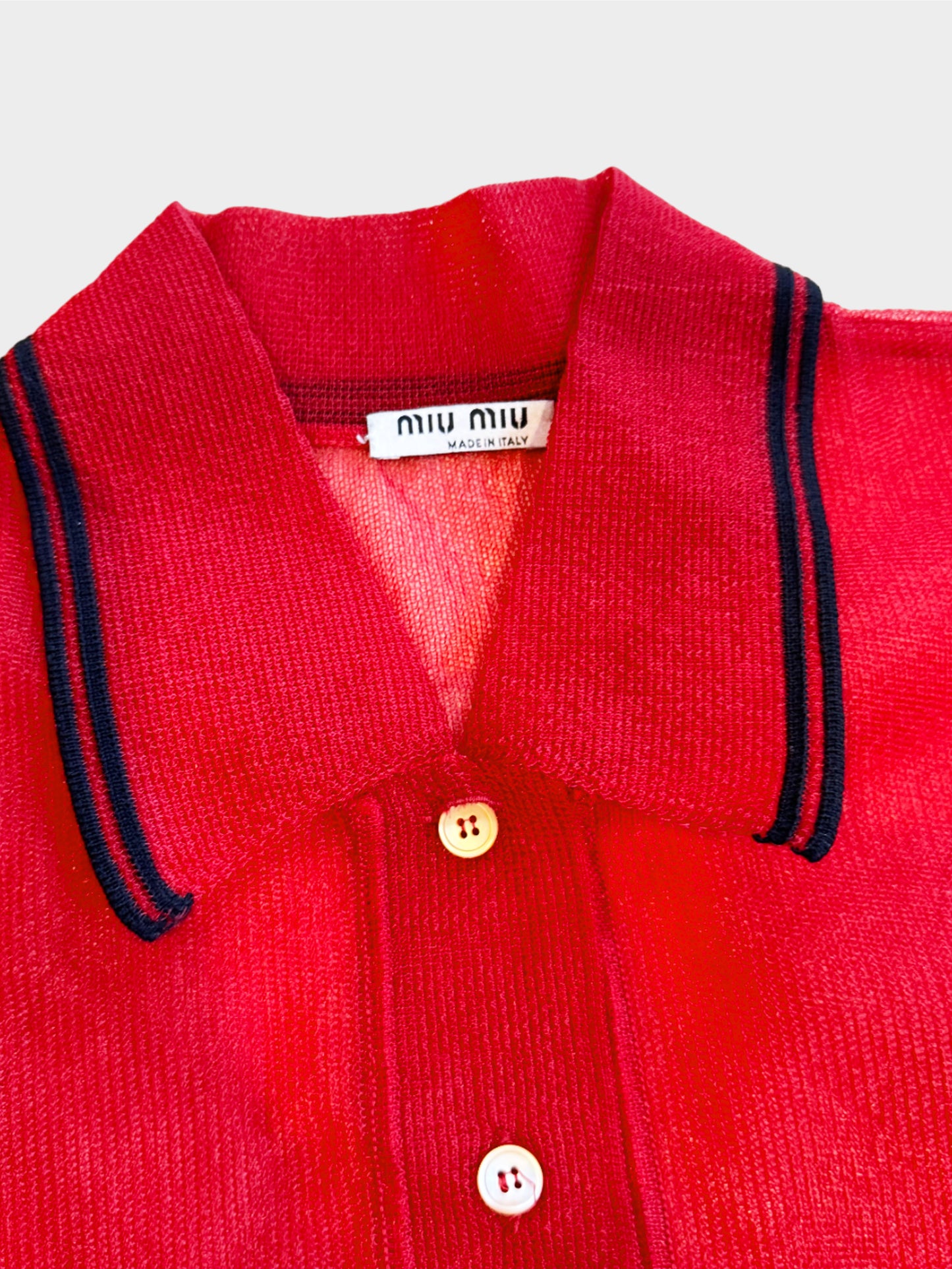Miu Miu 2000s Red Mesh Polo Shirt