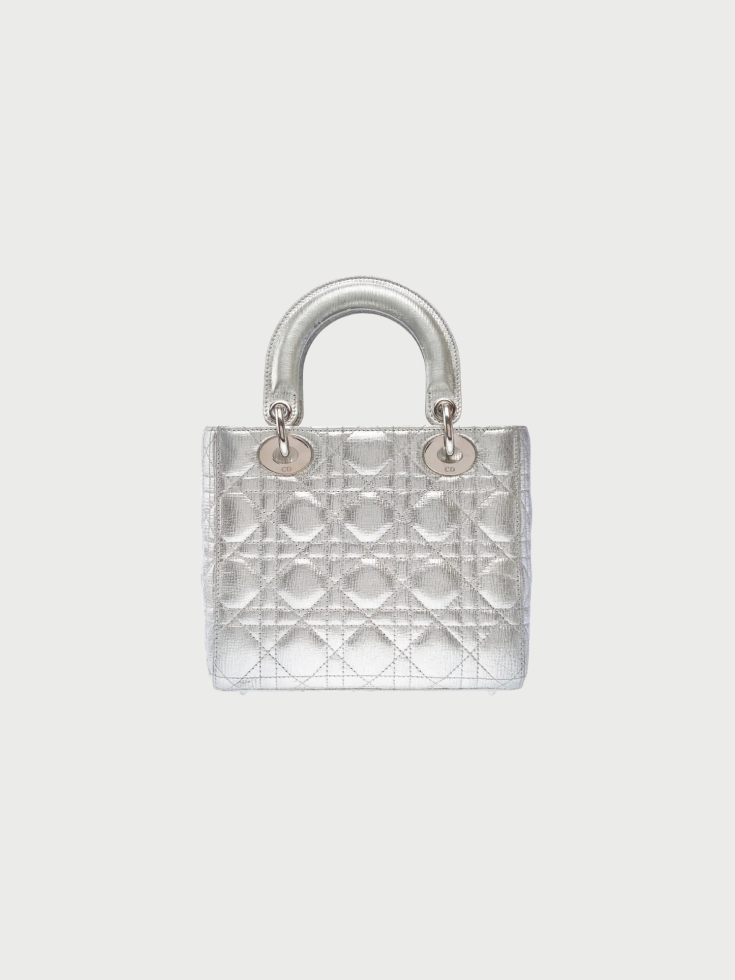 Christian Dior 2000s Silver Leather Lady Dior Small Bag