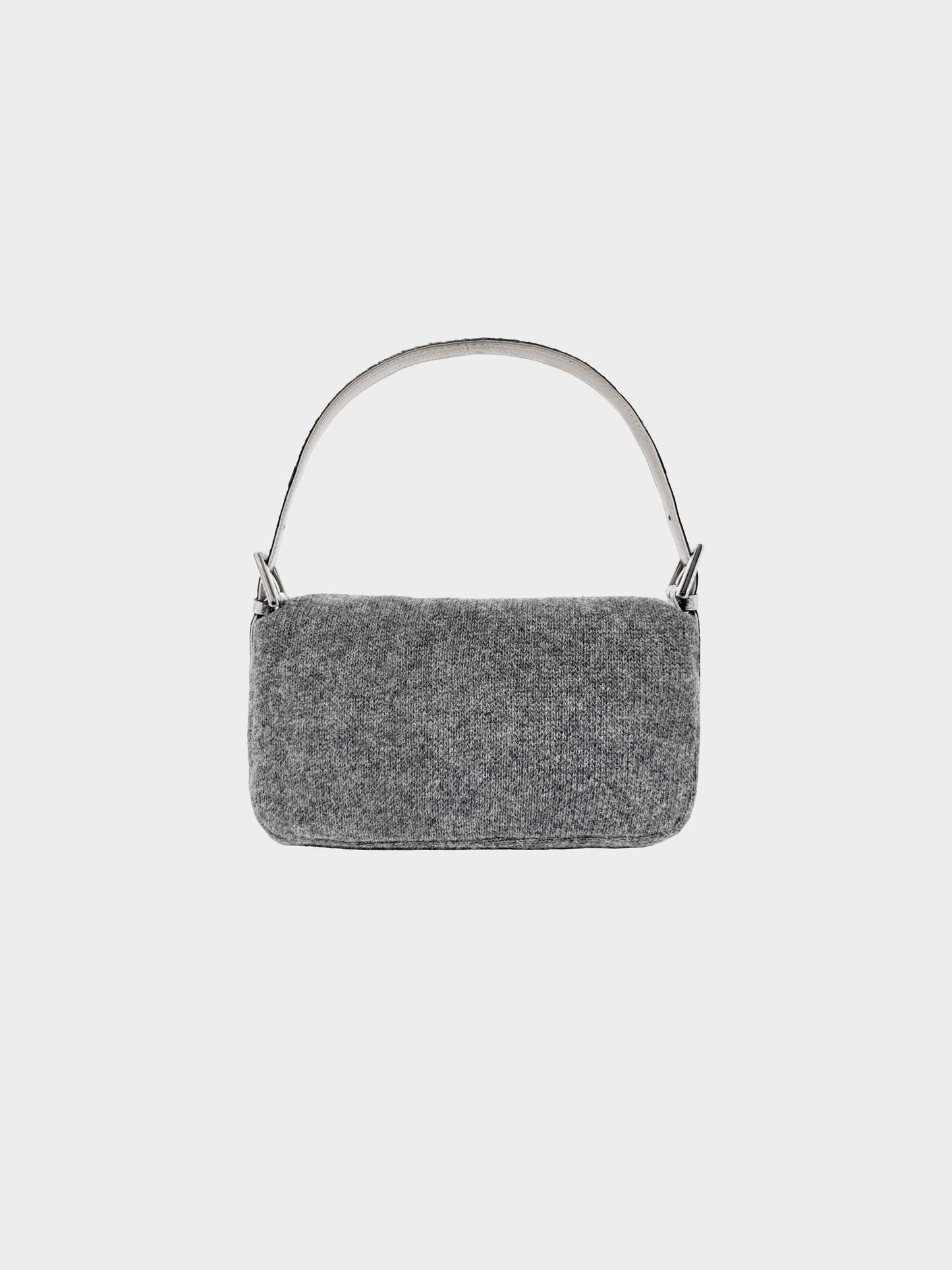 Fendi 2000s Grey Cashmere and Rhinestone Baguette