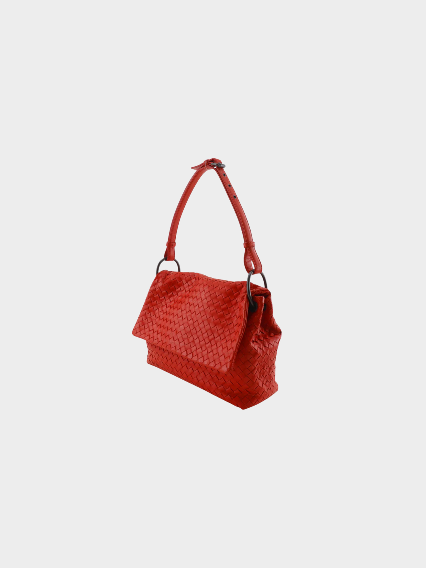 Bottega Veneta 2000s Red Calfskin Intrecciato Shoulder Bag