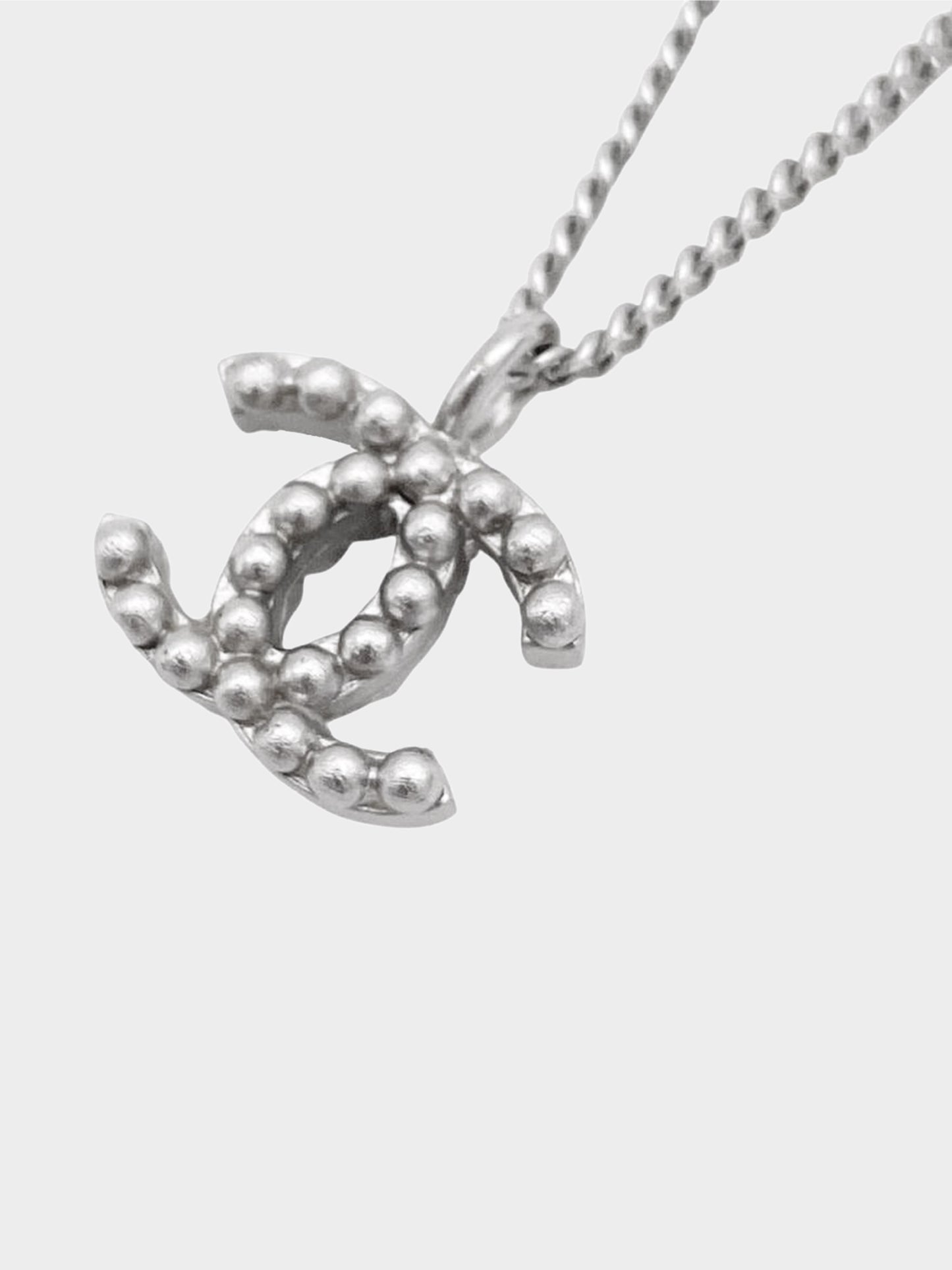 Chanel Spring 2007 Silver Studded CC Pendant Necklace
