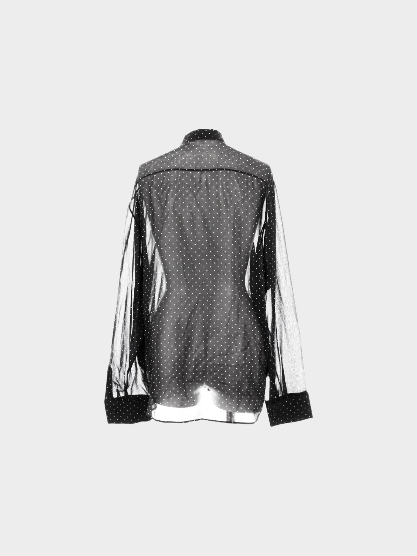 Christian Dior 2020s Black Polka Dotted Ascot Blouse with Ribbon